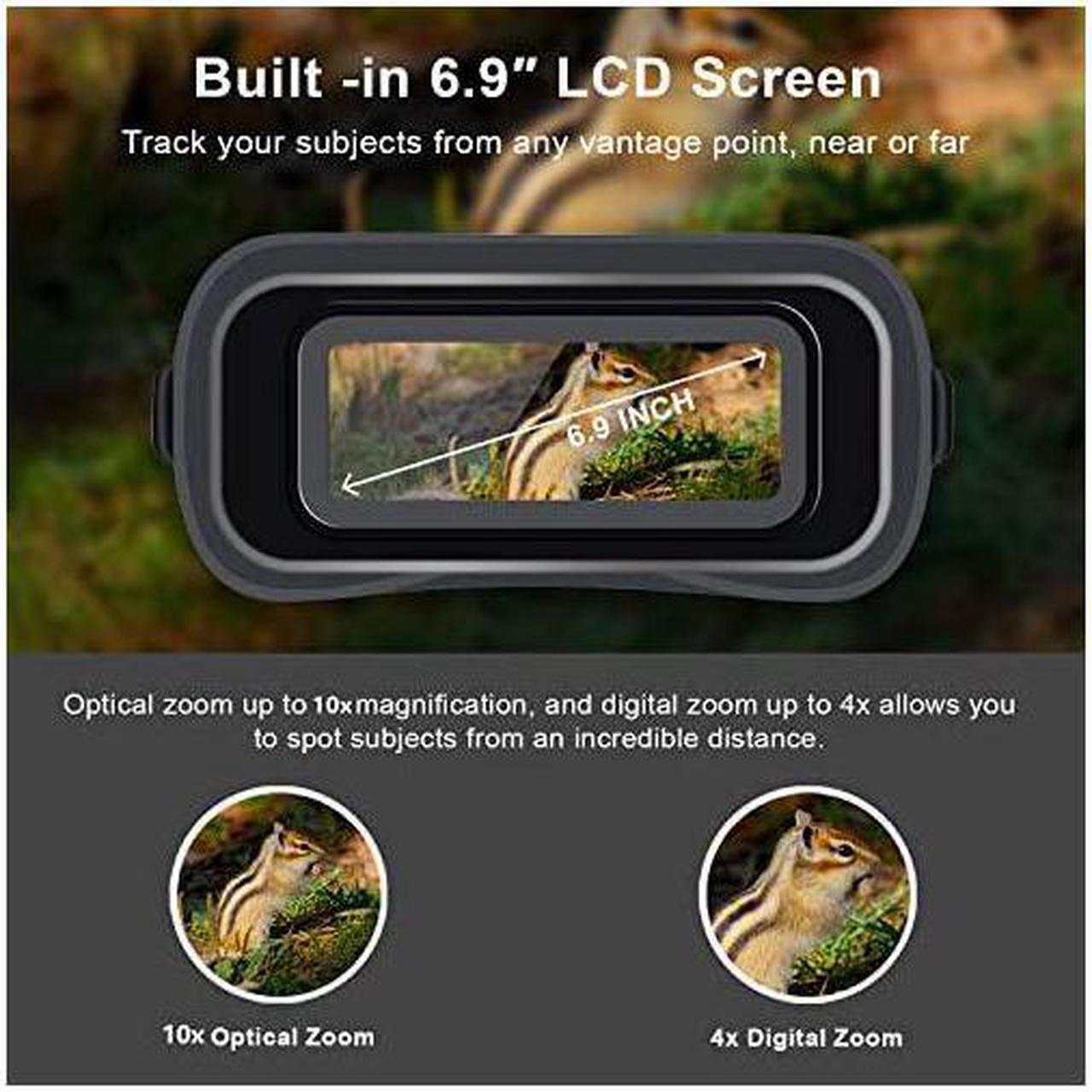Alt view image 6 of 6 - B1 Night Vision Goggles Binoculars with LCD Screen Infrared IR Digital Camera Dual Photo + Video Recording for Spotting Hunting Tracking up to 300 Meters Black