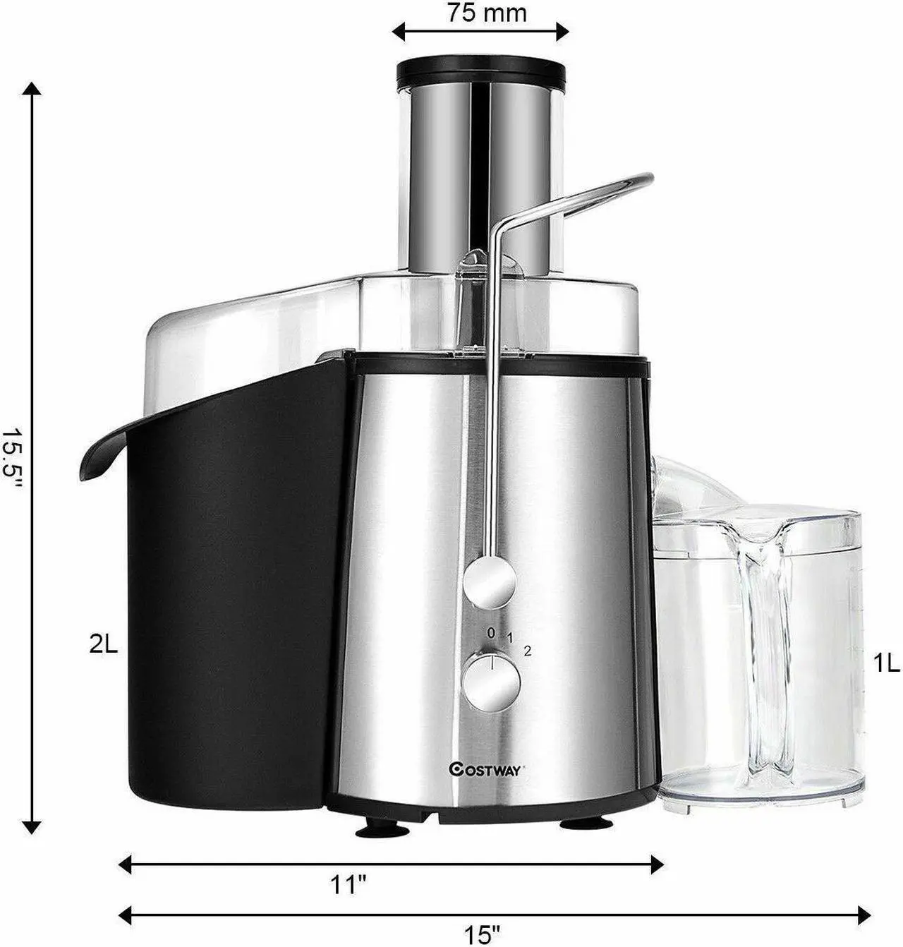 Alt view image 3 of 7 - Costway Electric Juicer Wide Mouth Fruit & Vegetable Centrifugal Juice Extractor 2 Speed