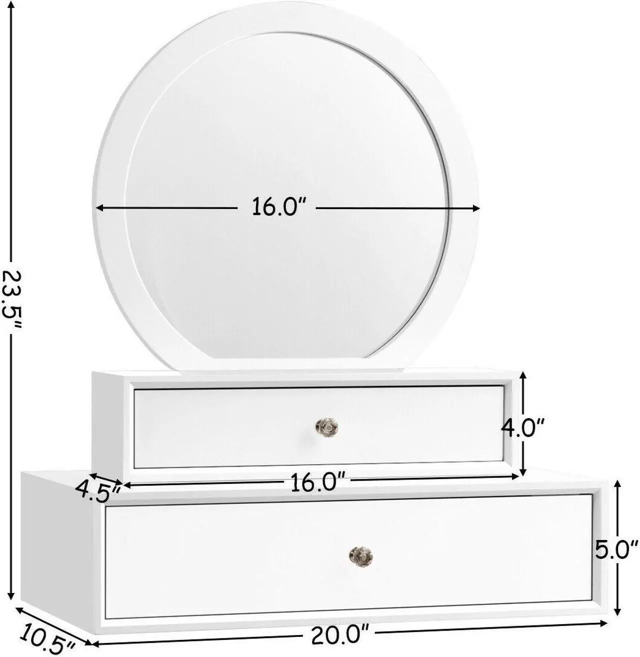 Alt view image 2 of 6 - Costway Wall Mounted Vanity Makeup Dressing Home Furniture 2Drawer