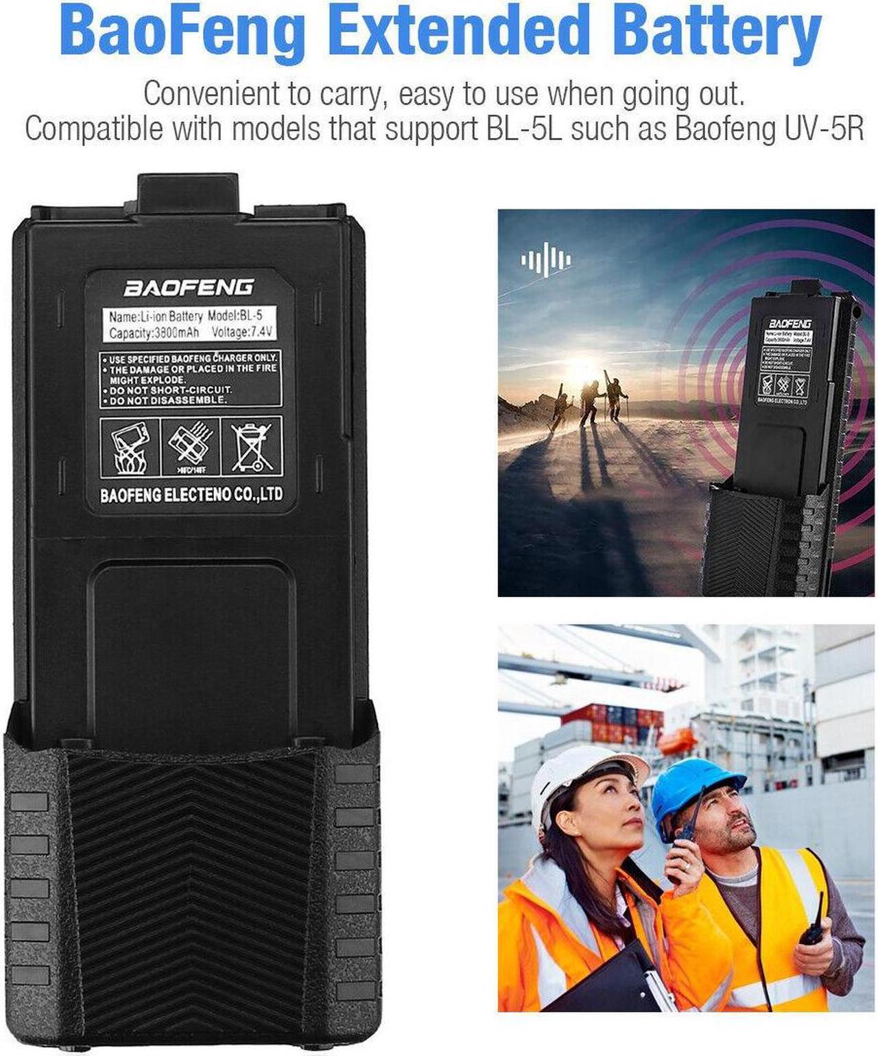 Alt view image 3 of 6 - Pofung BL-5L 3800Ah 7.4V Extended Li-Ion Battery for UV-5R Radio Black