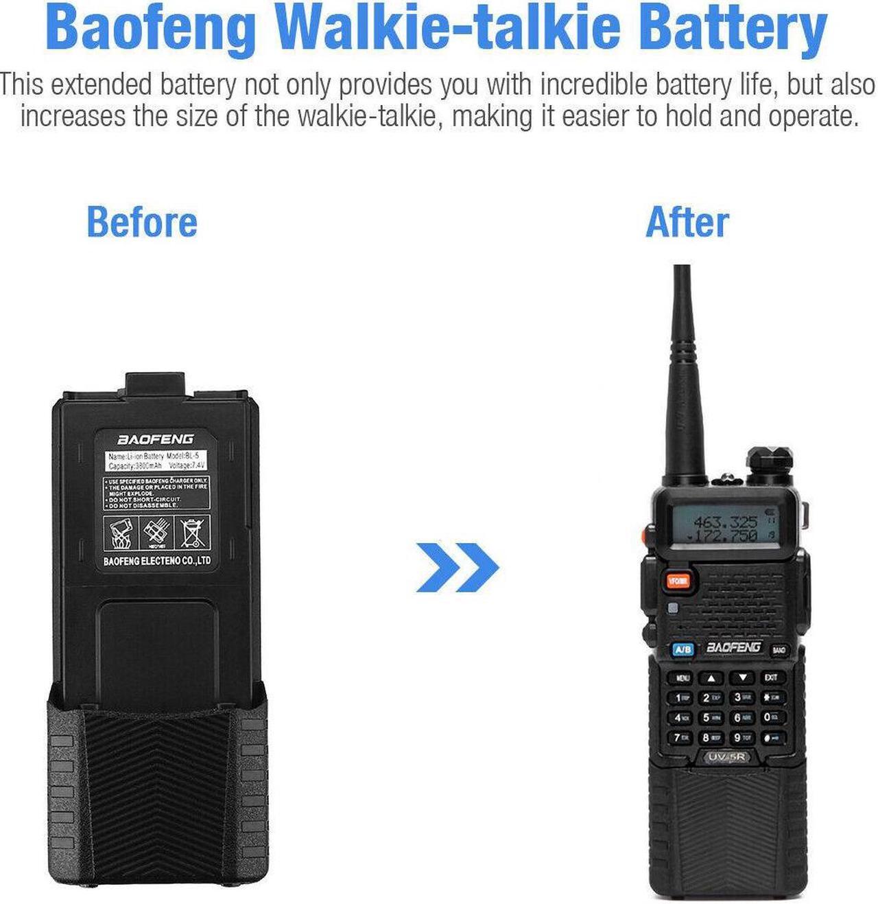 Alt view image 5 of 6 - Pofung BL-5L 3800Ah 7.4V Extended Li-Ion Battery for UV-5R Radio Black