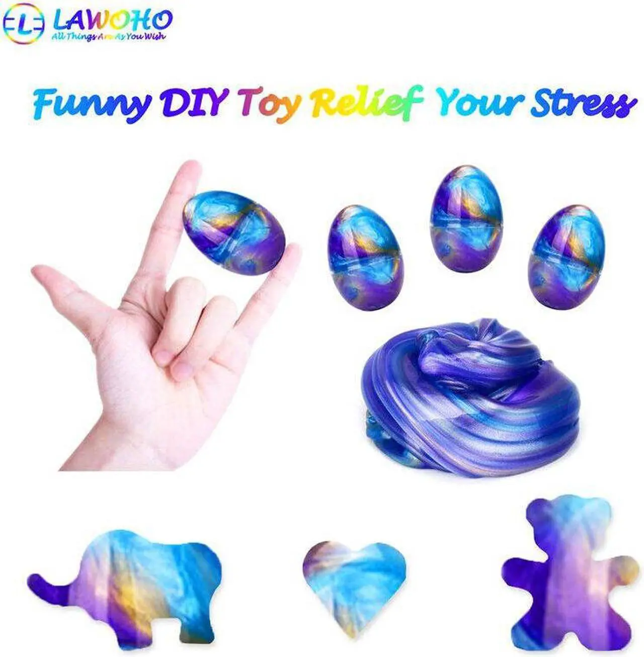 Alt view image 4 of 5 - 3 Pack Fluffy Floam   Mud, Soft Egg   Colorful Fluffy   Scented