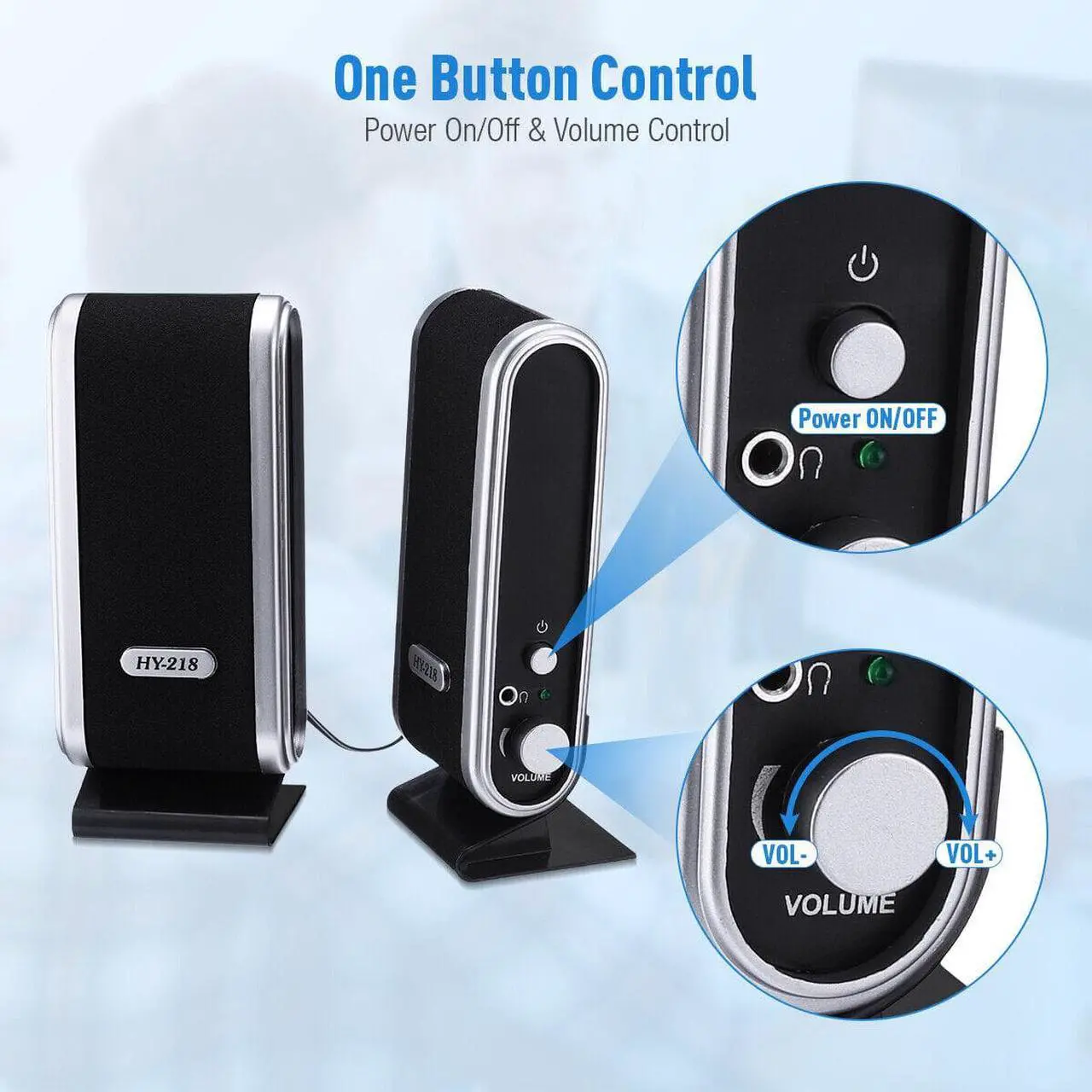 Alt view image 6 of 6 - 2Pcs USB Power Wired Computer Speakers Stereo 3.5mm Jack For Desktop PC Laptop