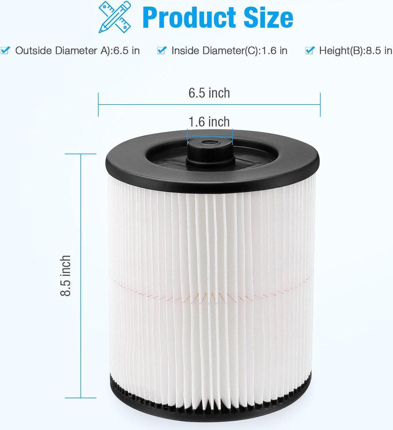 Alt view image 4 of 6 - For ShopVac Replacement Vacuum 17816 9-17816 Craftsman Wet Dry Cartridge Filter