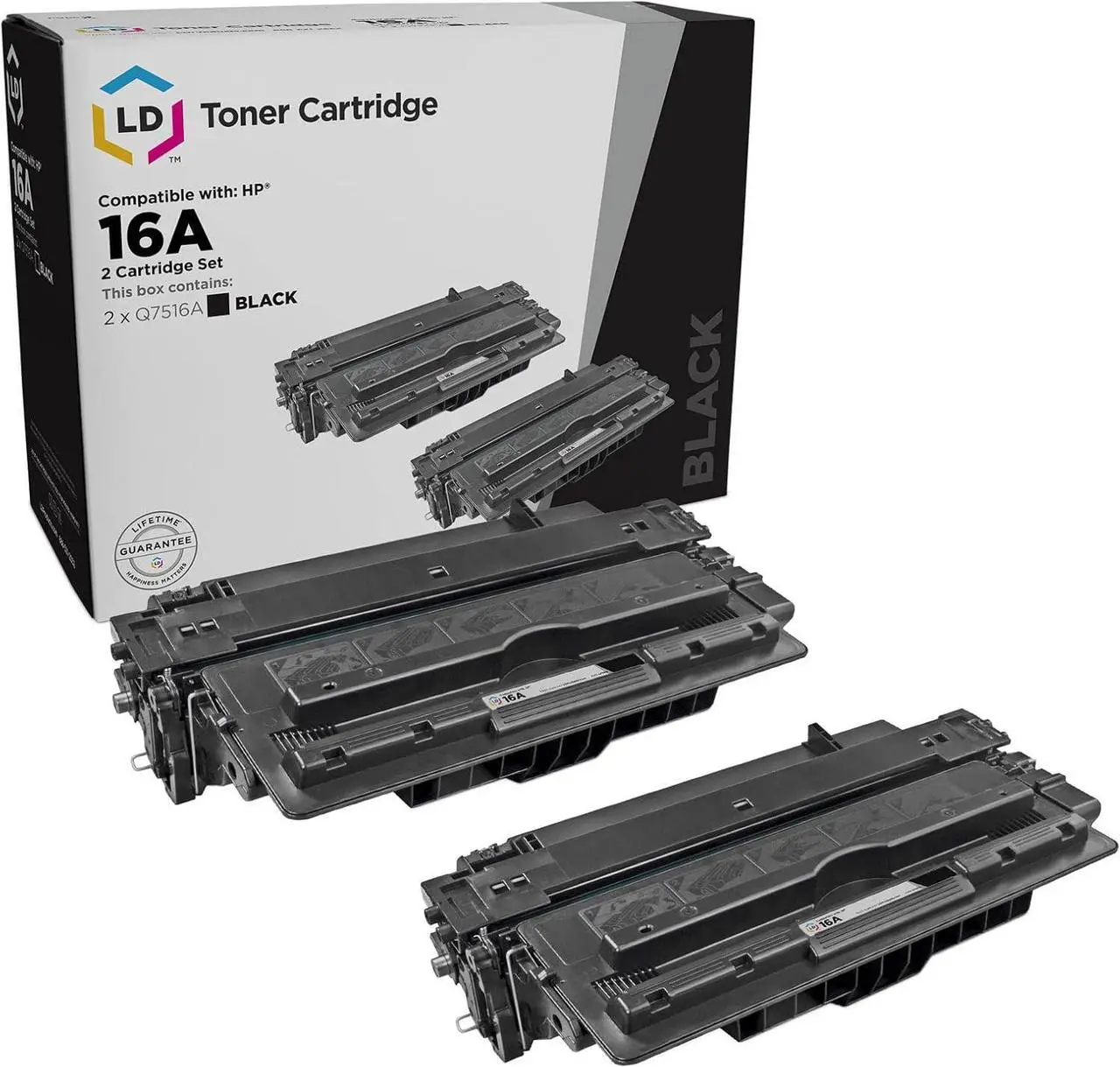 Main image of LD Products Remanufactured Toner Cartridge Replacement for HP 16A Q7516A (Black, 2-Pack) Compatible with The Following HP Laserjet: 5200, 5200dtn, 5200tn