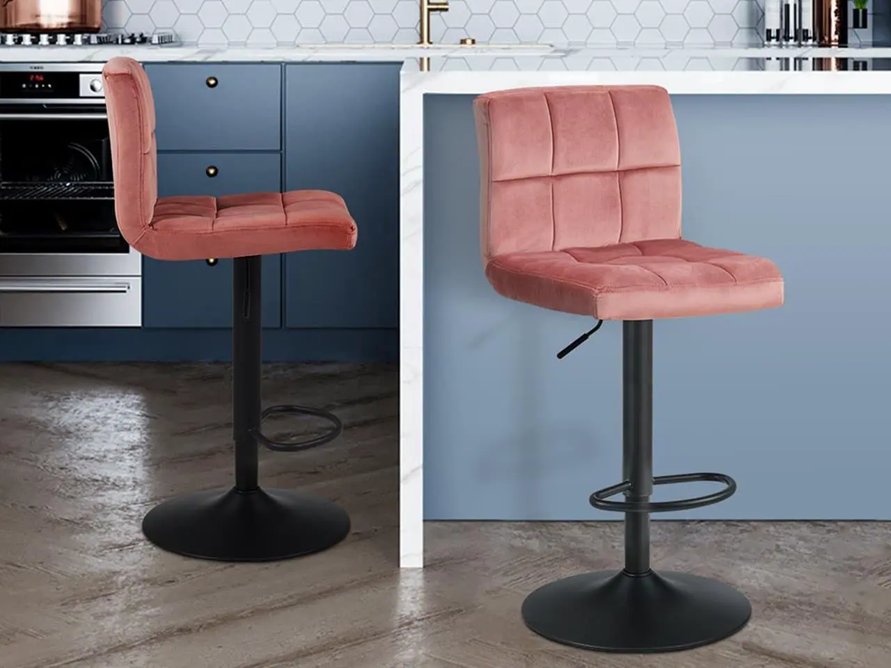 Alt view image 2 of 7 - Adjustable Hydraulic Swivel Barstools with Backrest Set of 2