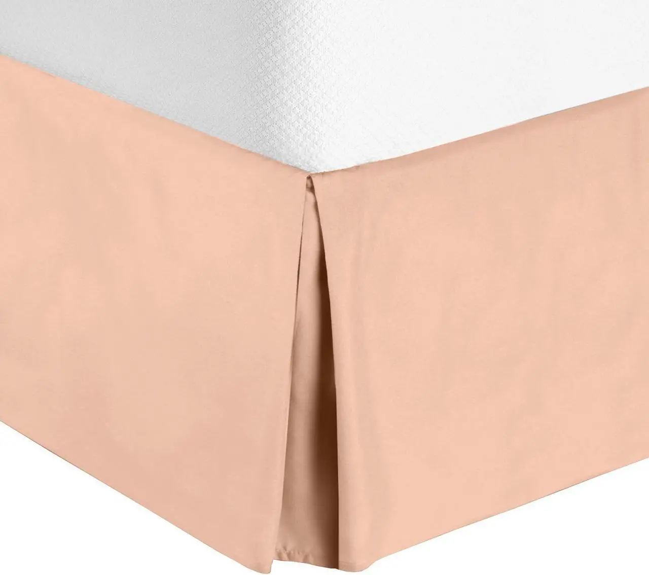 Main image of Premium Luxury Pleated Tailored Bed Skirt - 14 Drop Dust Ruffle, Full - Peach