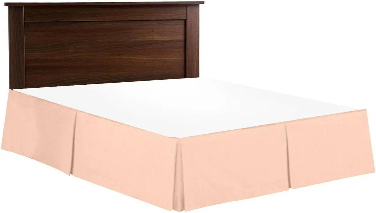 Alt view image 3 of 4 - Premium Luxury Pleated Tailored Bed Skirt - 14 Drop Dust Ruffle, Full - Peach