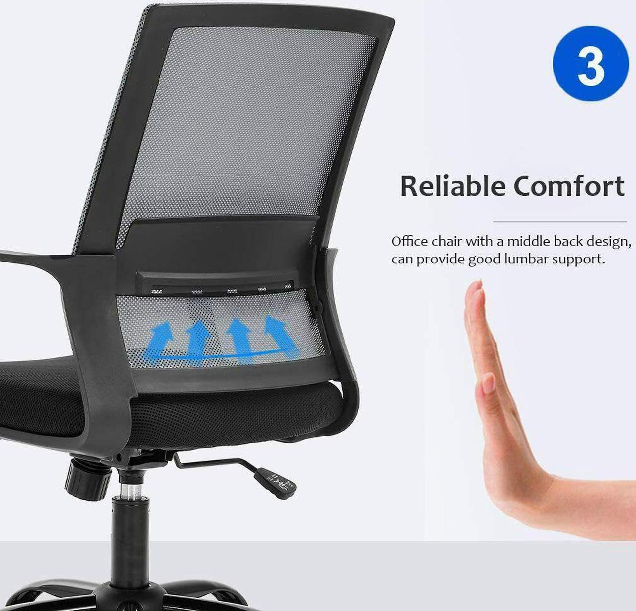 Alt view image 3 of 6 - Office Computer Desk Chair Swivel Rolling Executive Mesh,Grey