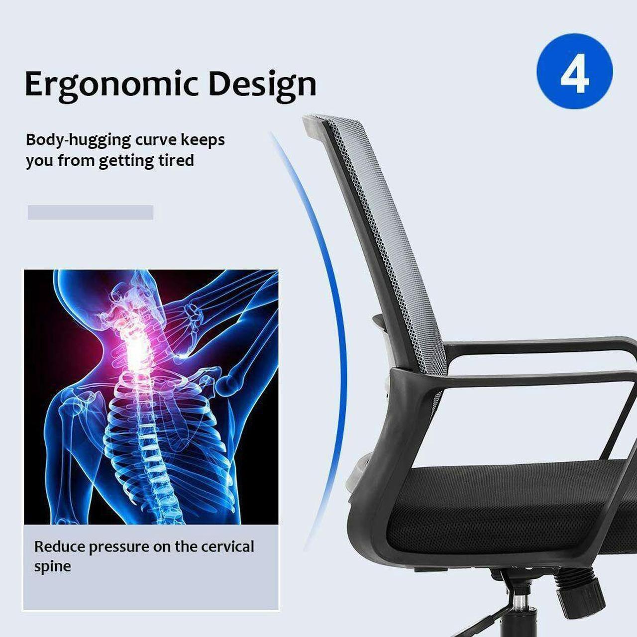 Alt view image 4 of 6 - Office Computer Desk Chair Swivel Rolling Executive Mesh,Grey