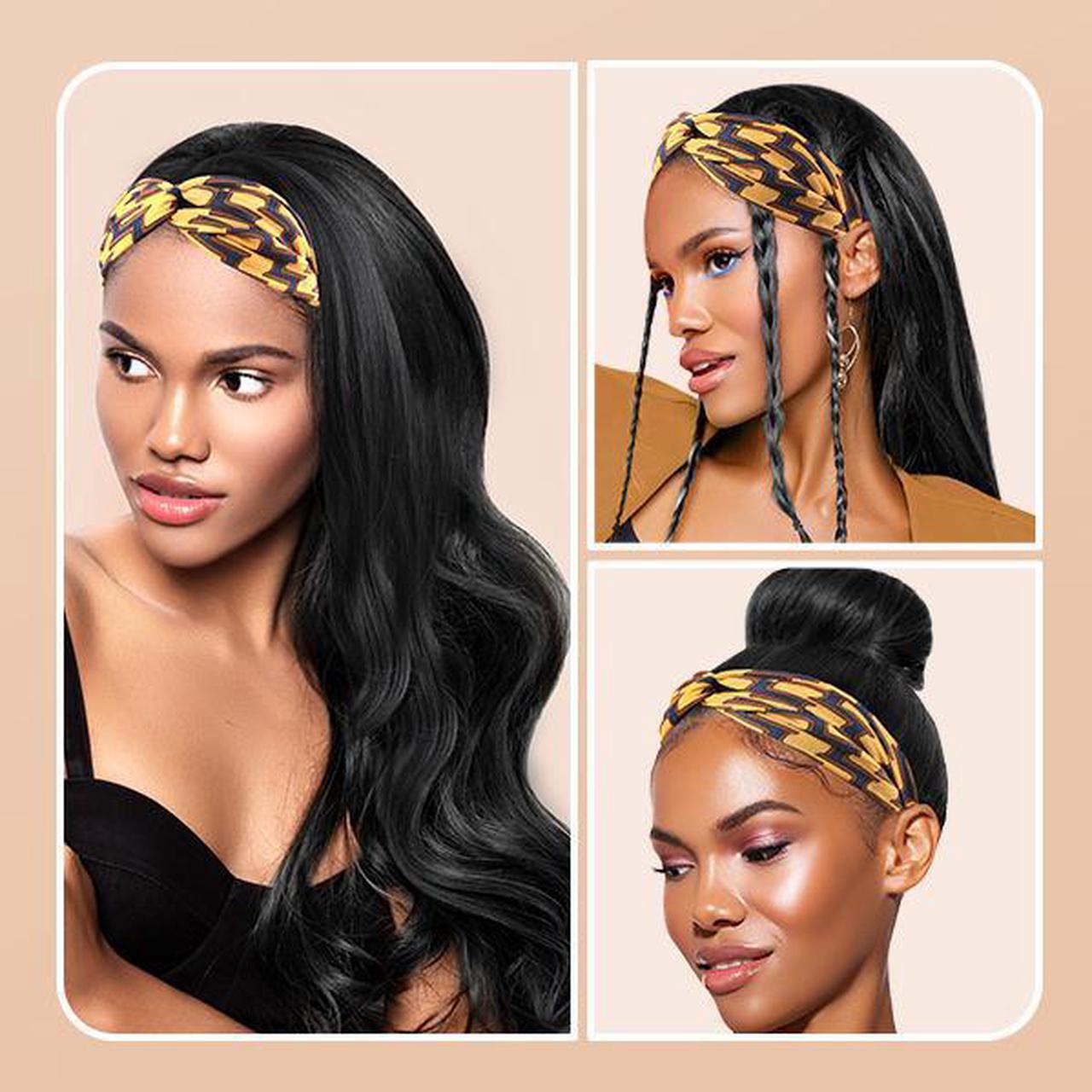 Alt view image 4 of 6 - Headband Wigs for Women Long Black Wig Natural Looking Wavy Hair Wigs Synthetic