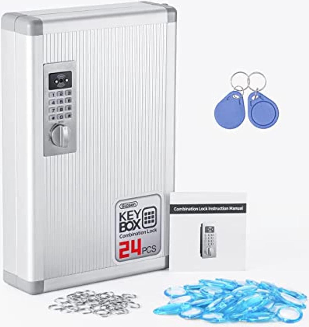 Alt view image 4 of 6 - Key Organizer Lock Box, Key Box Wall Mount With Code Lock And Key Tag For House Keys Outdoor Key Cabinet