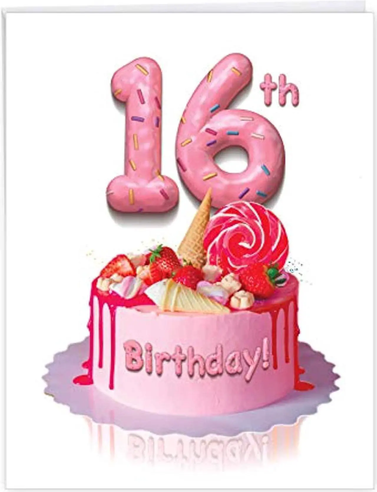 - 16Th Happy Birthday Jumbo (8.5 X 11 Inch) - 16 Years Of Celebration Note For Birthdays, With Envelope - Big Day Milestones 16 J7060ambg