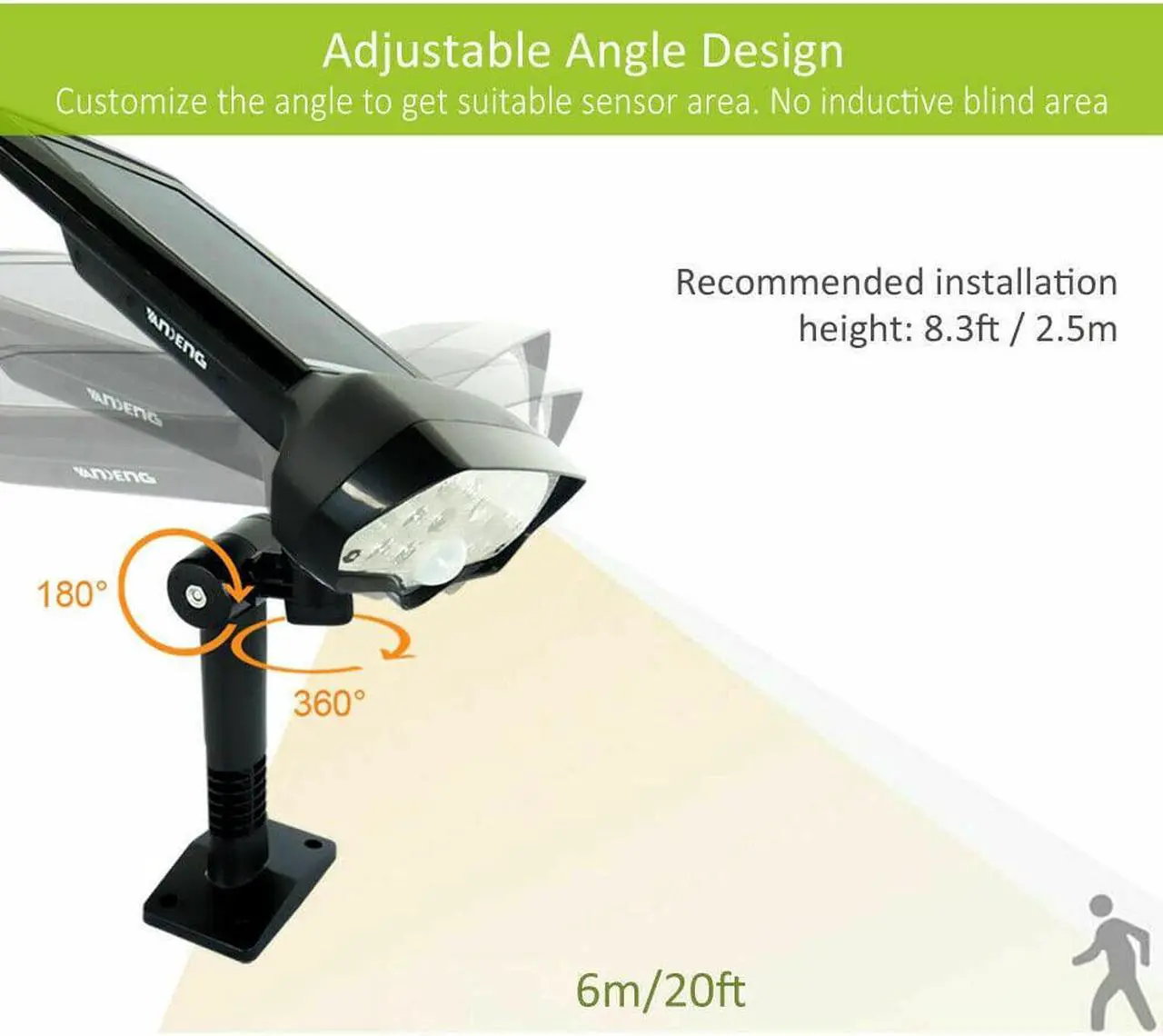 Alt view image 3 of 6 - LED Solar Flood Light Motion Sensor Security Spot Wall Street Yard Outdoor Lamp