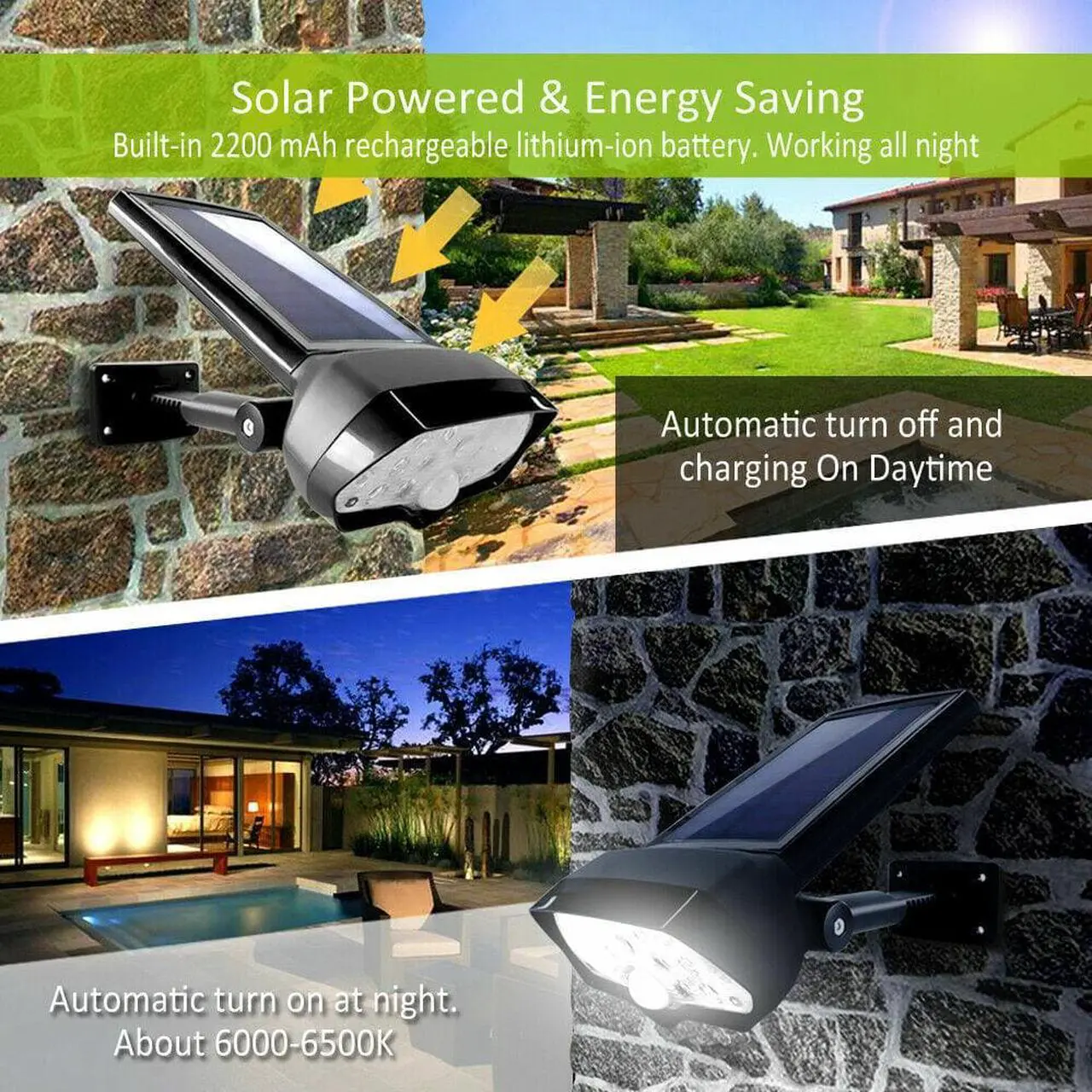Alt view image 4 of 6 - LED Solar Flood Light Motion Sensor Security Spot Wall Street Yard Outdoor Lamp