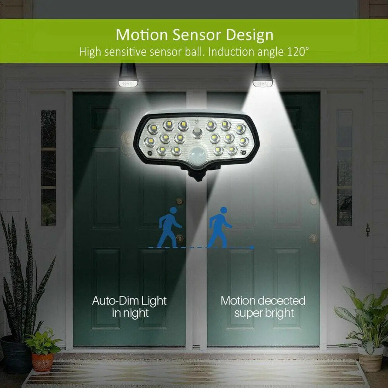 Alt view image 5 of 6 - LED Solar Flood Light Motion Sensor Security Spot Wall Street Yard Outdoor Lamp