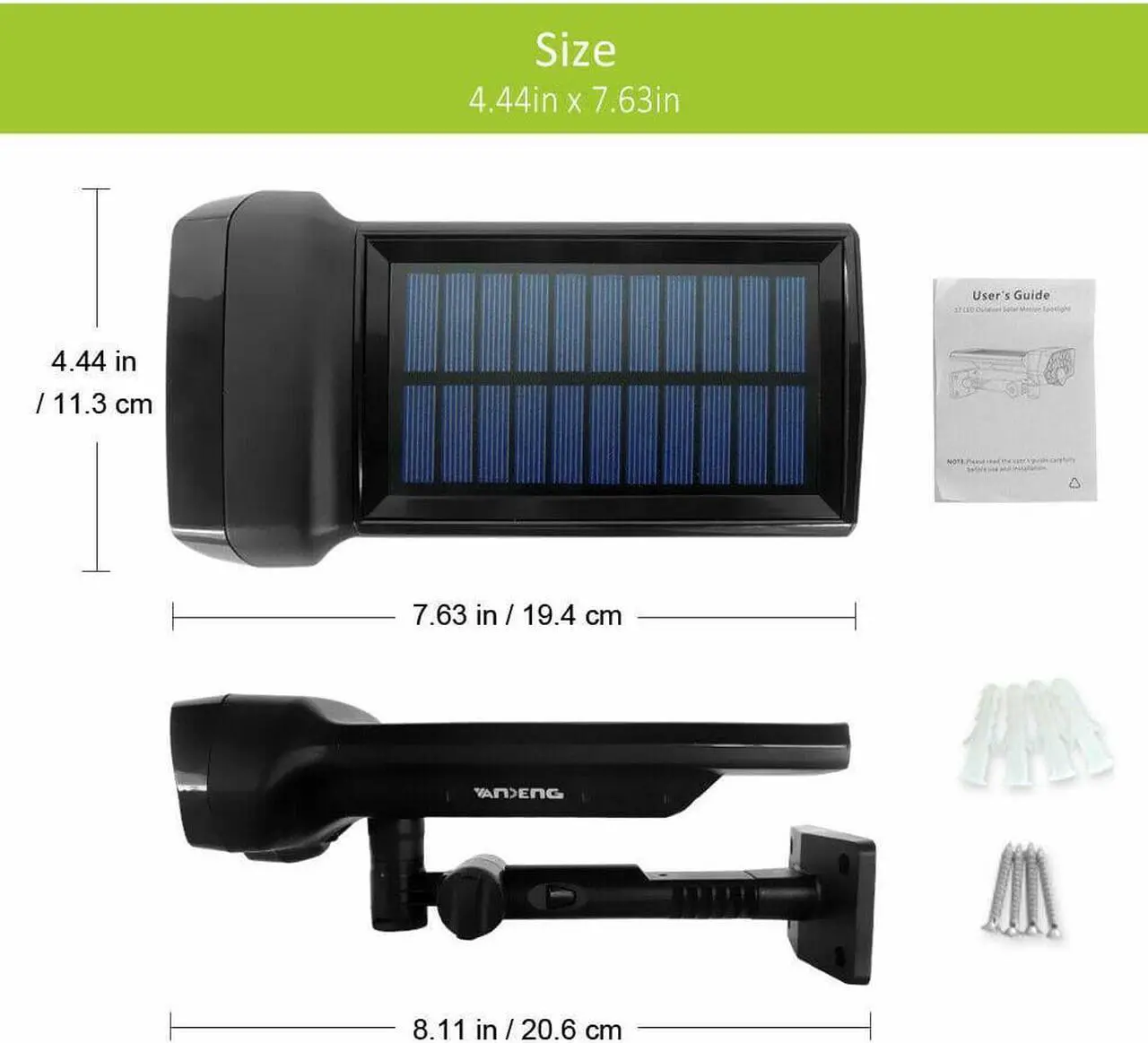 Alt view image 6 of 6 - LED Solar Flood Light Motion Sensor Security Spot Wall Street Yard Outdoor Lamp