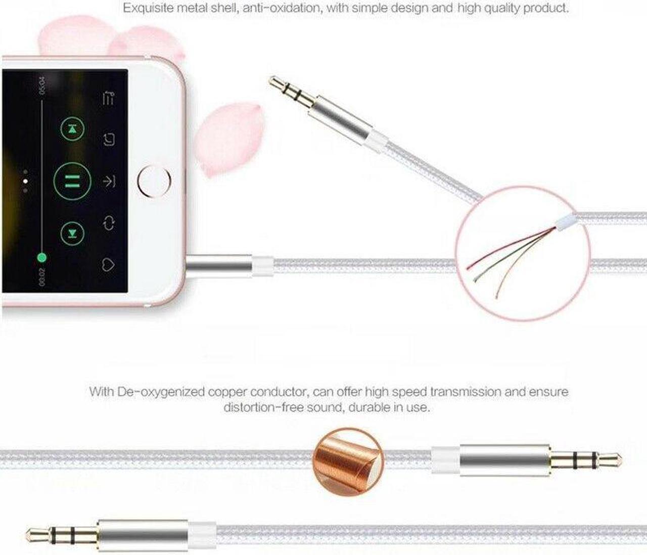 Alt view image 4 of 6 - 2x 3.5mm Braided Male to Male Stereo Audio AUX Cable Cord for PC iPod CAR iPhone