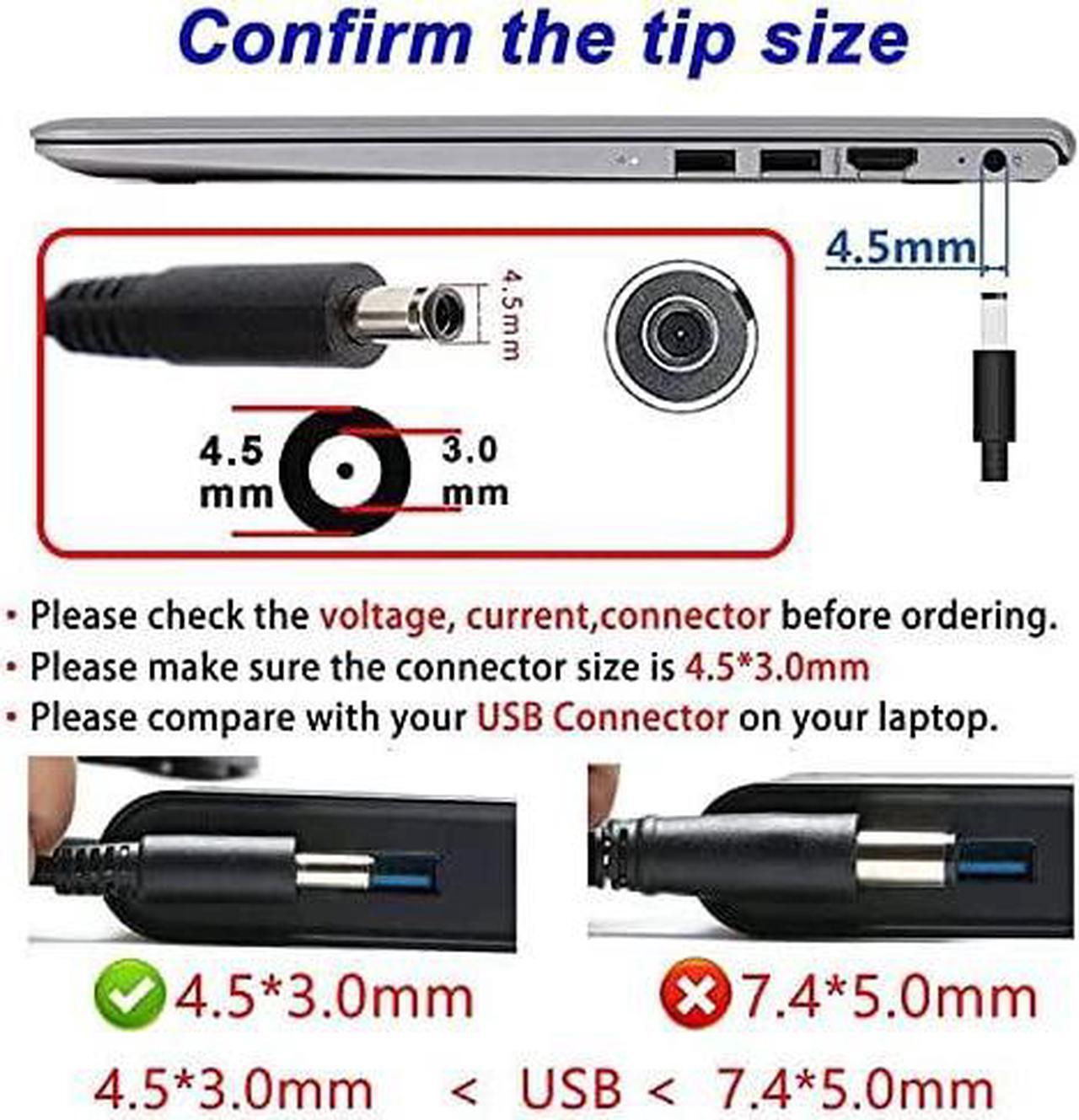 Alt view image 2 of 7 - 45W 19.5V 2.31A AC Adapter Laptop Charger for Dell Inspiron 15 5000 5551 5555 5558 7558 7595 13-7000 7378 7352 7348 11-3000 15-5000 15-3000 15-7000 13-5000 17-5000 17-7000 Series Power Supply Cord