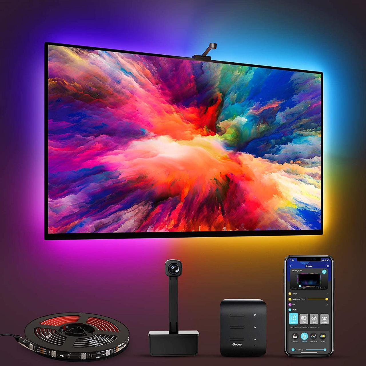 Main image of Govee Envisual TV LED Backlights with Camera, DreamView T1 RGBIC Wi-Fi TV Backlights for 55-65 inch TVs PC, Works with Alexa & Google Assistant, App Control, Music Sync TV Lights, Adapter, H6199