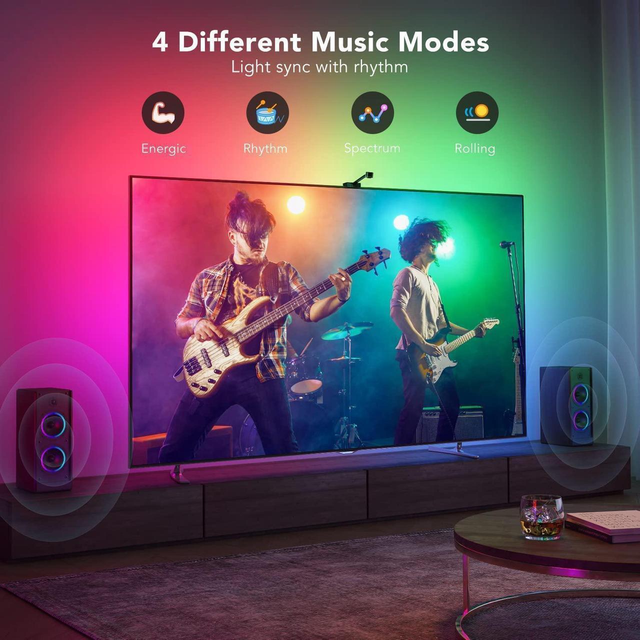 Alt view image 6 of 7 - Govee Envisual TV LED Backlights with Camera, DreamView T1 RGBIC Wi-Fi TV Backlights for 55-65 inch TVs PC, Works with Alexa & Google Assistant, App Control, Music Sync TV Lights, Adapter, H6199