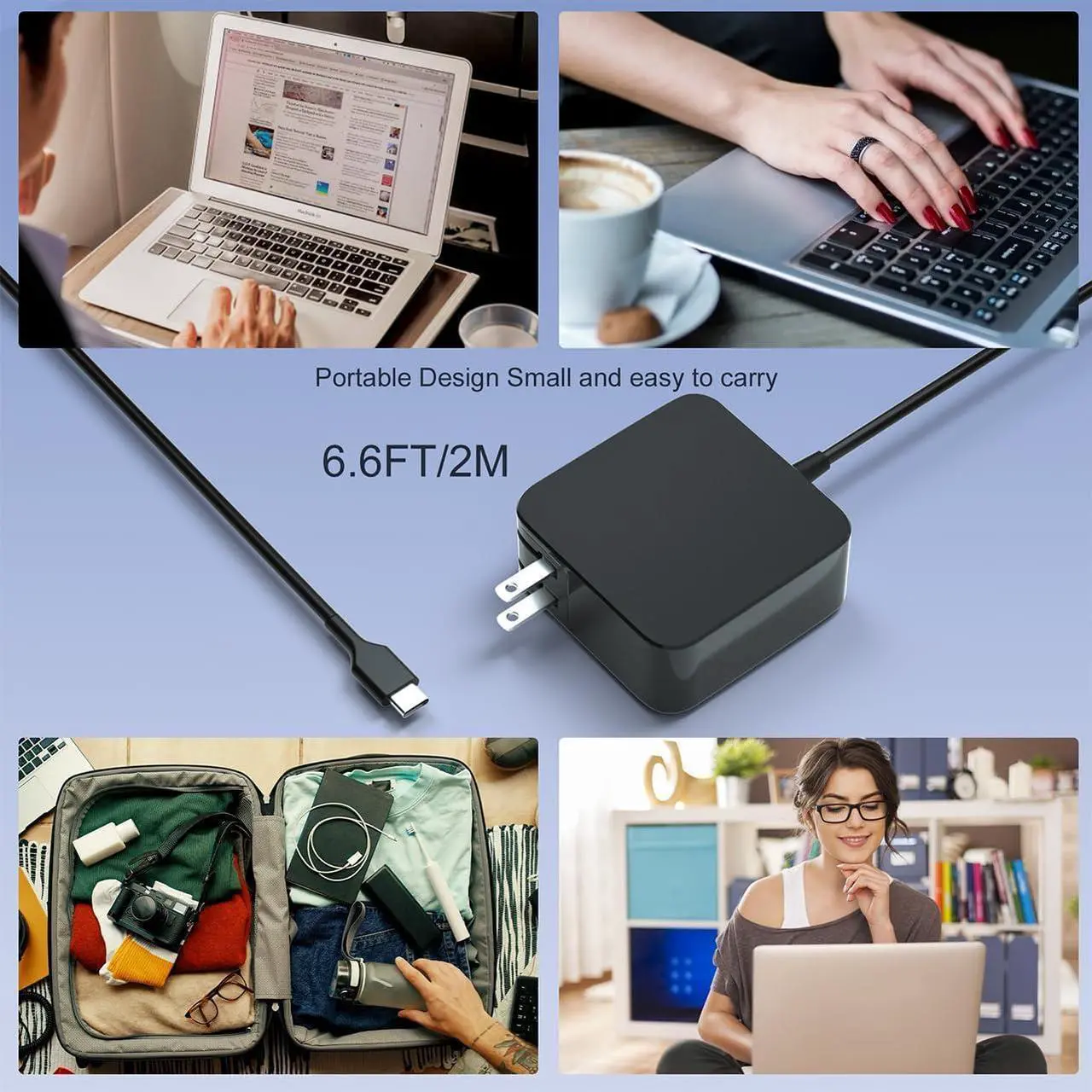 Alt view image 6 of 7 - 65W USB C Power Adapter,Type C Power PD Wall Fast Charger for Mac Book Pro,Dell Latitude,Lenovo,Huawei Matebook, HP Spectre,Acer Chromebook Charger,steam Deck Charger and Any Laptops or Smart Phones