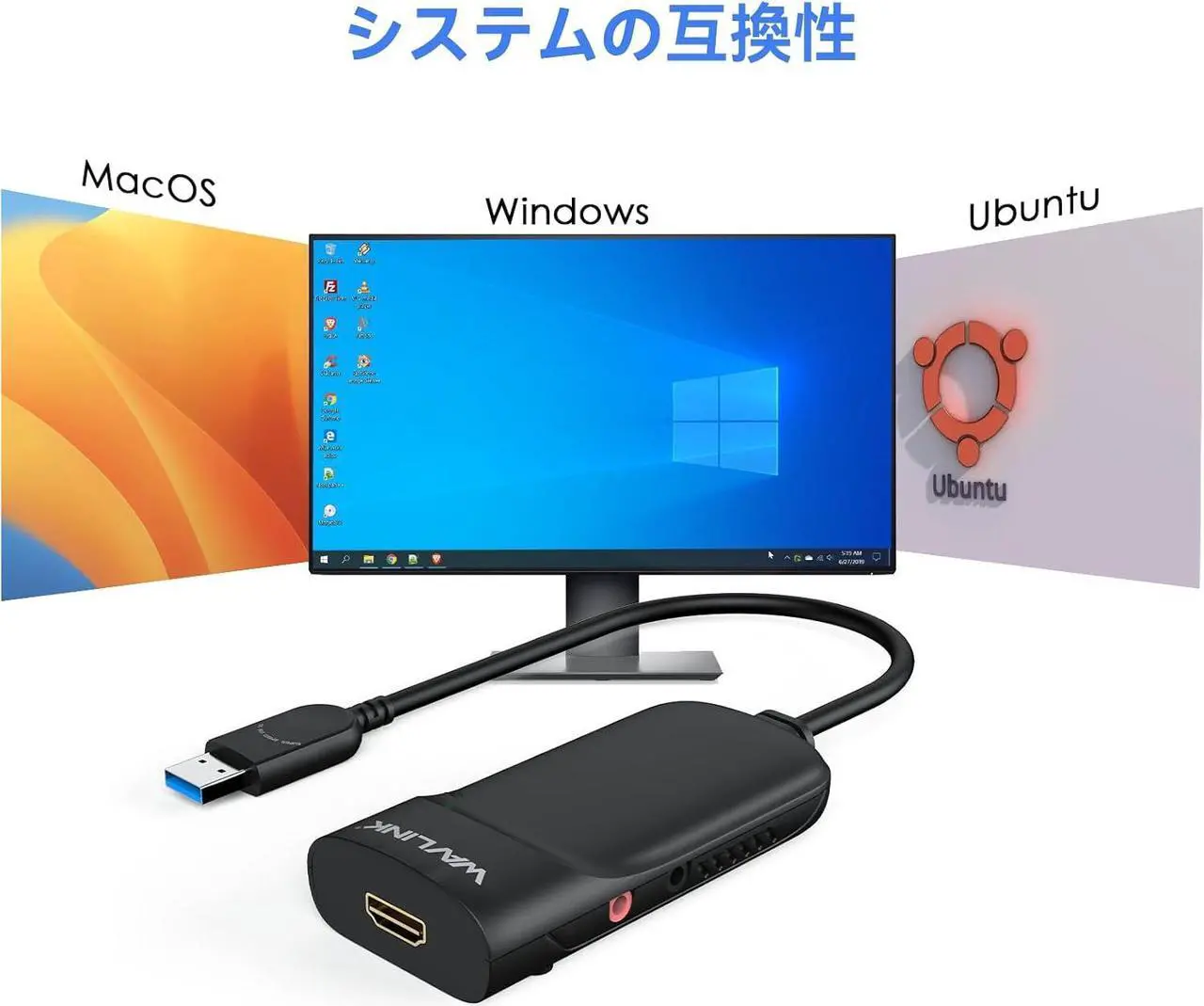 Alt view image 4 of 7 - USB 3.0 to HDMI Universal Video Adapter Displaylink Chips Supports up to 6 Monitor displays Compatible with Windows MacOS Ubuntu 20.04 22.04 LTS ChromeOS-Upgrade Version