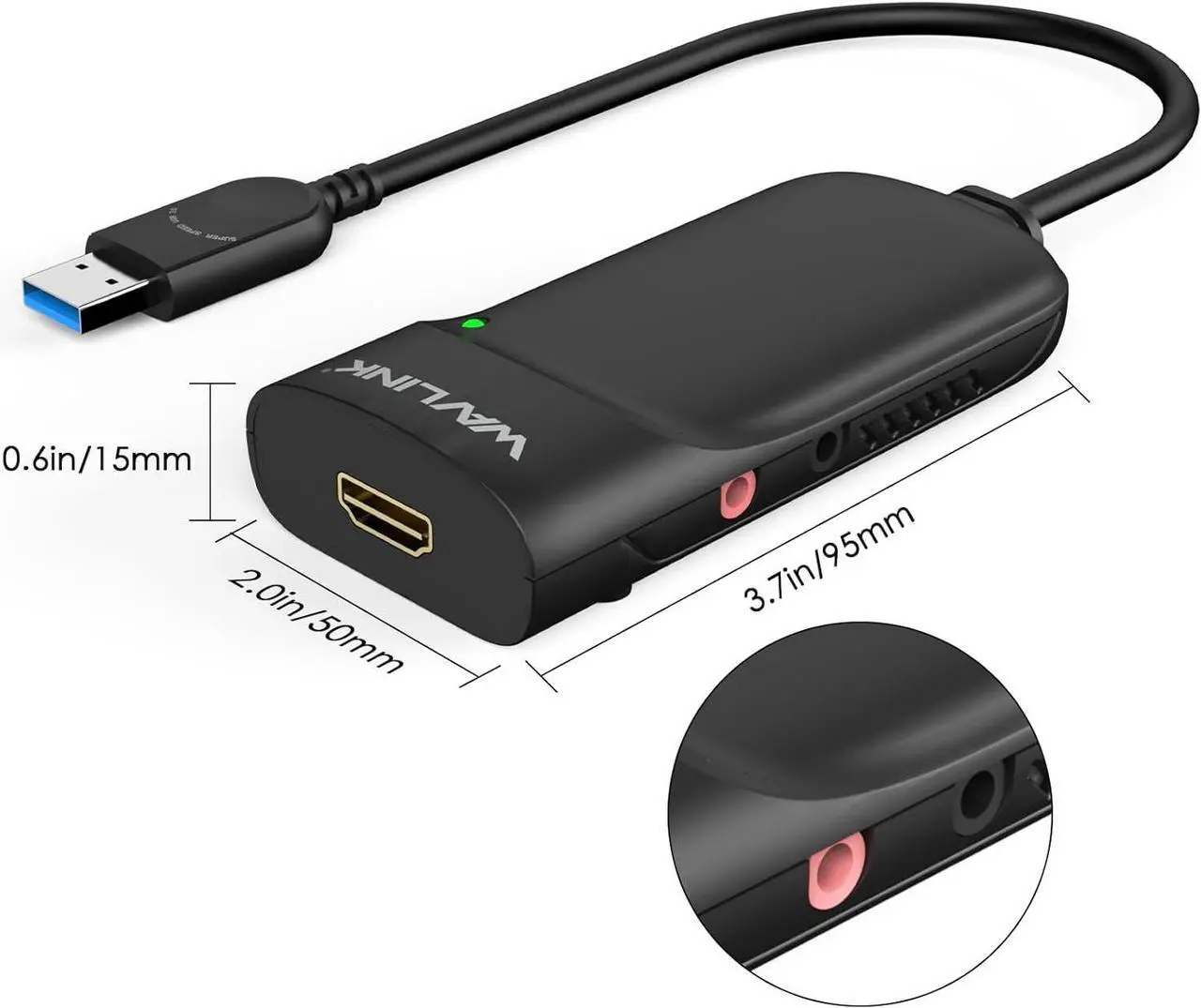 Alt view image 7 of 7 - USB 3.0 to HDMI Universal Video Adapter Displaylink Chips Supports up to 6 Monitor displays Compatible with Windows MacOS Ubuntu 20.04 22.04 LTS ChromeOS-Upgrade Version