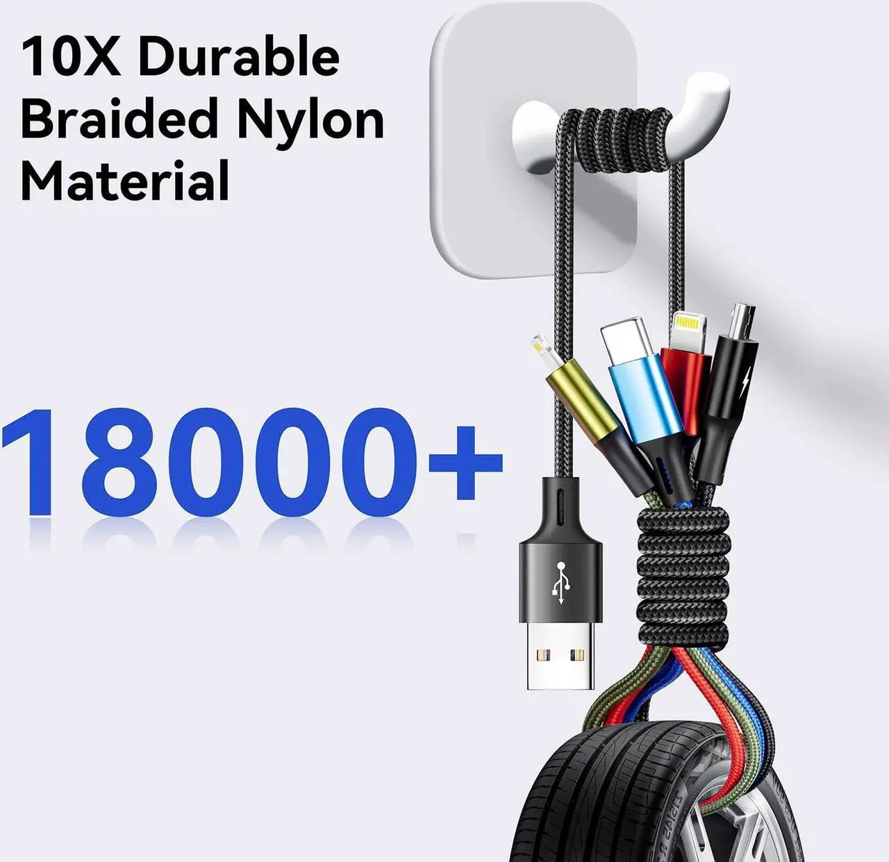 Alt view image 6 of 6 - Multi Charging Cable,3.5A Multi Charger Cable,Braided 4 in 1 Charging Cable,Multi USB Cable, Fast Charging Cord with IP/Type C/Micro USB Port for Cell Phones/Tablets/Samsung Galaxy & More(2Pack 4Ft)