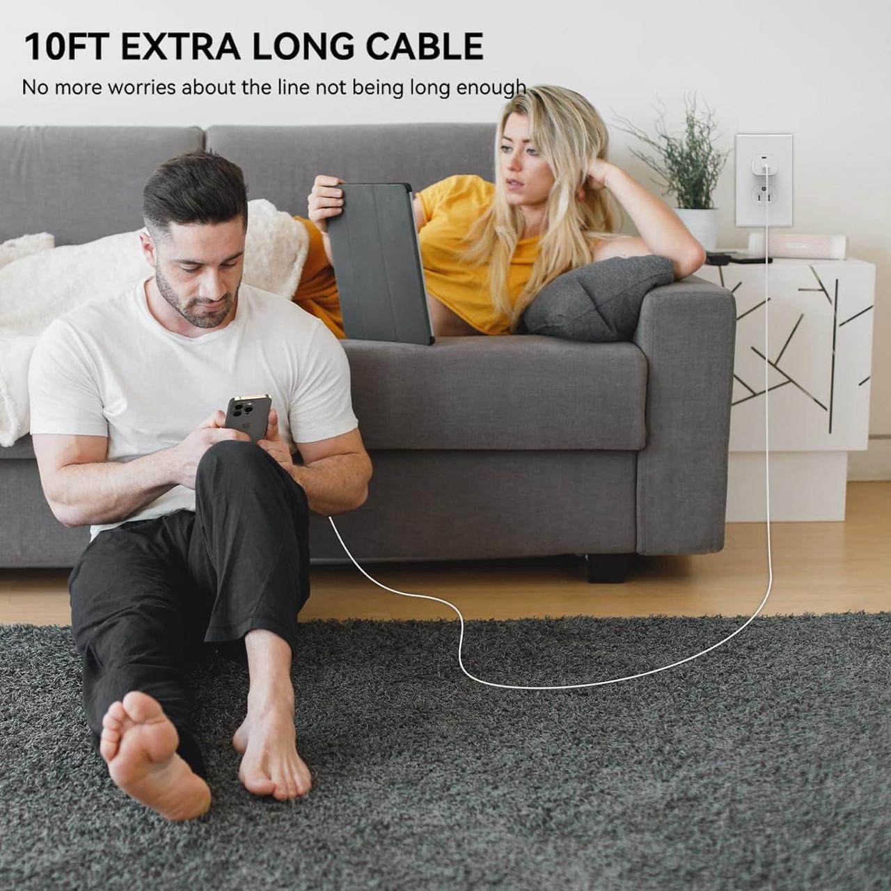 Alt view image 7 of 7 - iPhone 16 15 Pro Max Charger Fast Charging 30W USB C iPhone 16 15 Charger Block with 10FT Long C Chargers Cord Cable for iPhone 16 15 Pro Max/16 15 Pro/16 15 Plus/16/15 iPad Galaxy S24/S23/S22