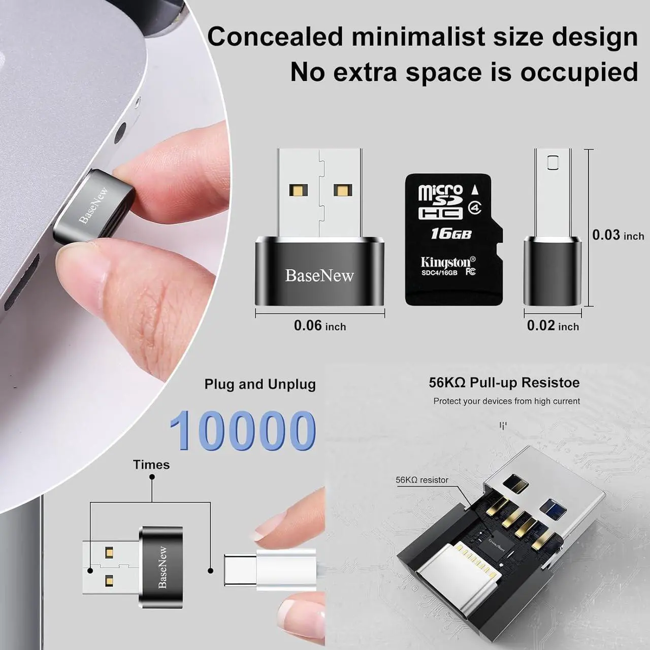 Alt view image 7 of 7 - USB to USB C Adapter 10 Pack USB to USBC Adapter USB to USBC-C Adapter USB C Adapter USB A to USB C Adapter USB to USB C Converter for iPhone 15/14/13 Pro iPad Air AirPods and More Black+Grey
