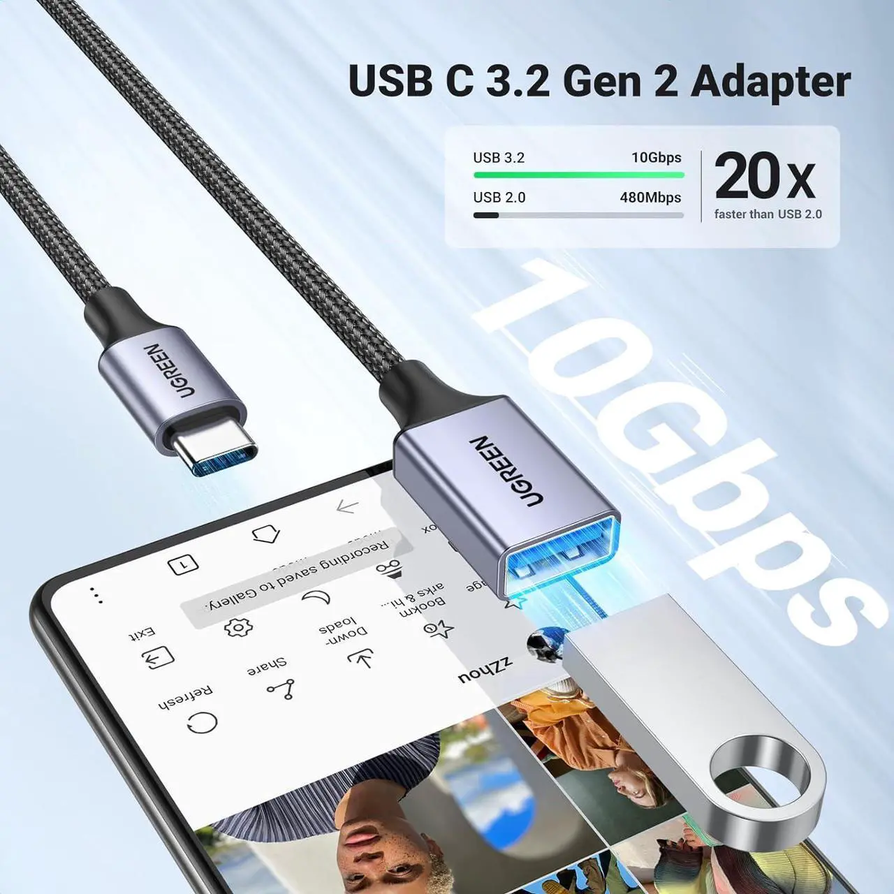 Alt view image 4 of 7 - USB C to USB A Adapter 2 Pack USB to USB C 3.2 Adapter USB C Male to USB Female Adapter Compatible with  S23 Ultra MacBook Pro 2023 / Air 2022 iPad Pro/Mini Thunderbolt 4/3 Device