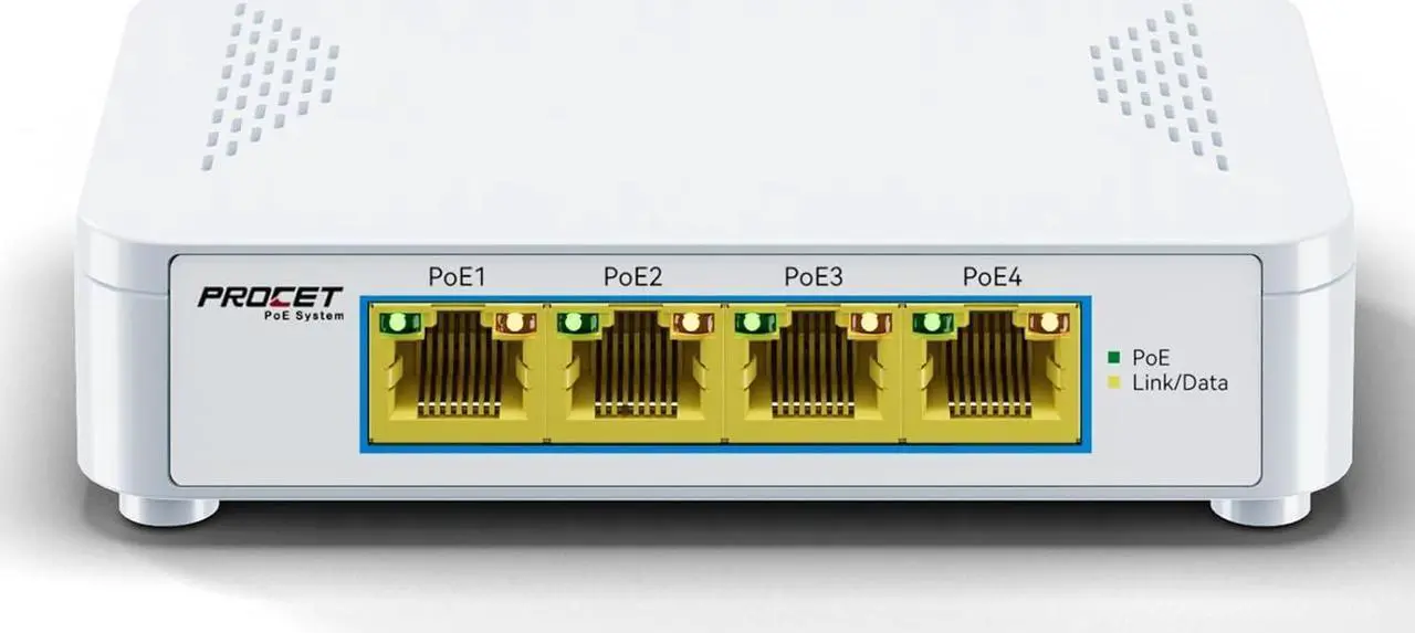 Main image of PoE Switch 4 Port Gigabit Plug and Play, 5 Port PoE Switch with 4 PoE+ Ports 802.3af/at Compliant, Small PoE Ethernet Switch 4 Port Output 10/100/1000Mbps, Unmanaged Network Switch PoE Hub, EN-S4P