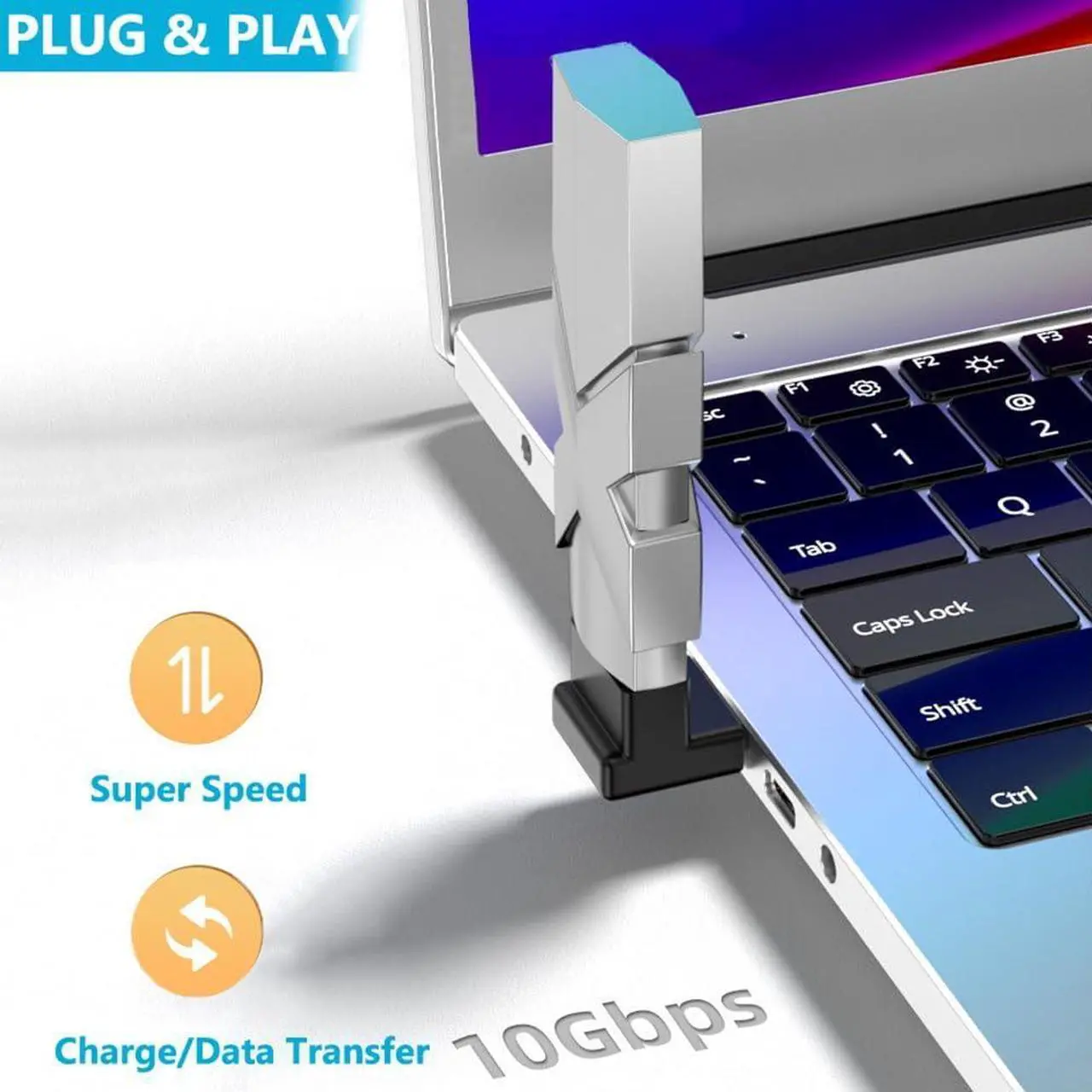 Alt view image 4 of 7 - 4 Pack 10Gbps USB 3.1 Male to Female Adapter 90 Degree Right Angle USB Cable Extension Connector 4 Types for PC Desktop Laptop USB Hub USB Charger and More