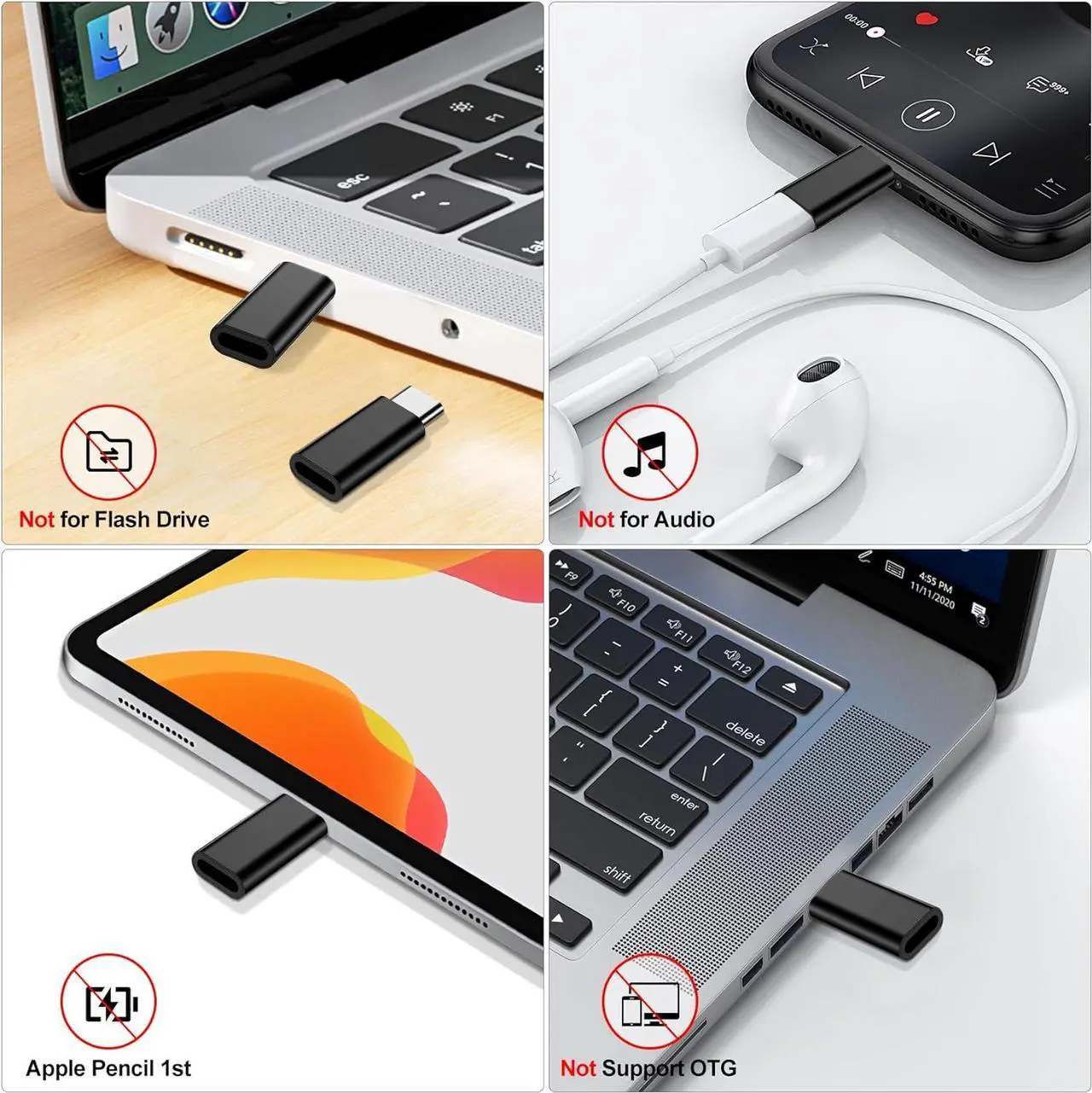 Alt view image 7 of 7 - xiwxi 4 Pack Lightning to USB C Adapter for iPhone 15/15Pro/15 Pro Max/Plus,Samsung S24 S23,iPad Air,Nintendo Switch,Fast Charging&Data Transfer,Type C Charger Connector Cable,for iPhone 15 Charger