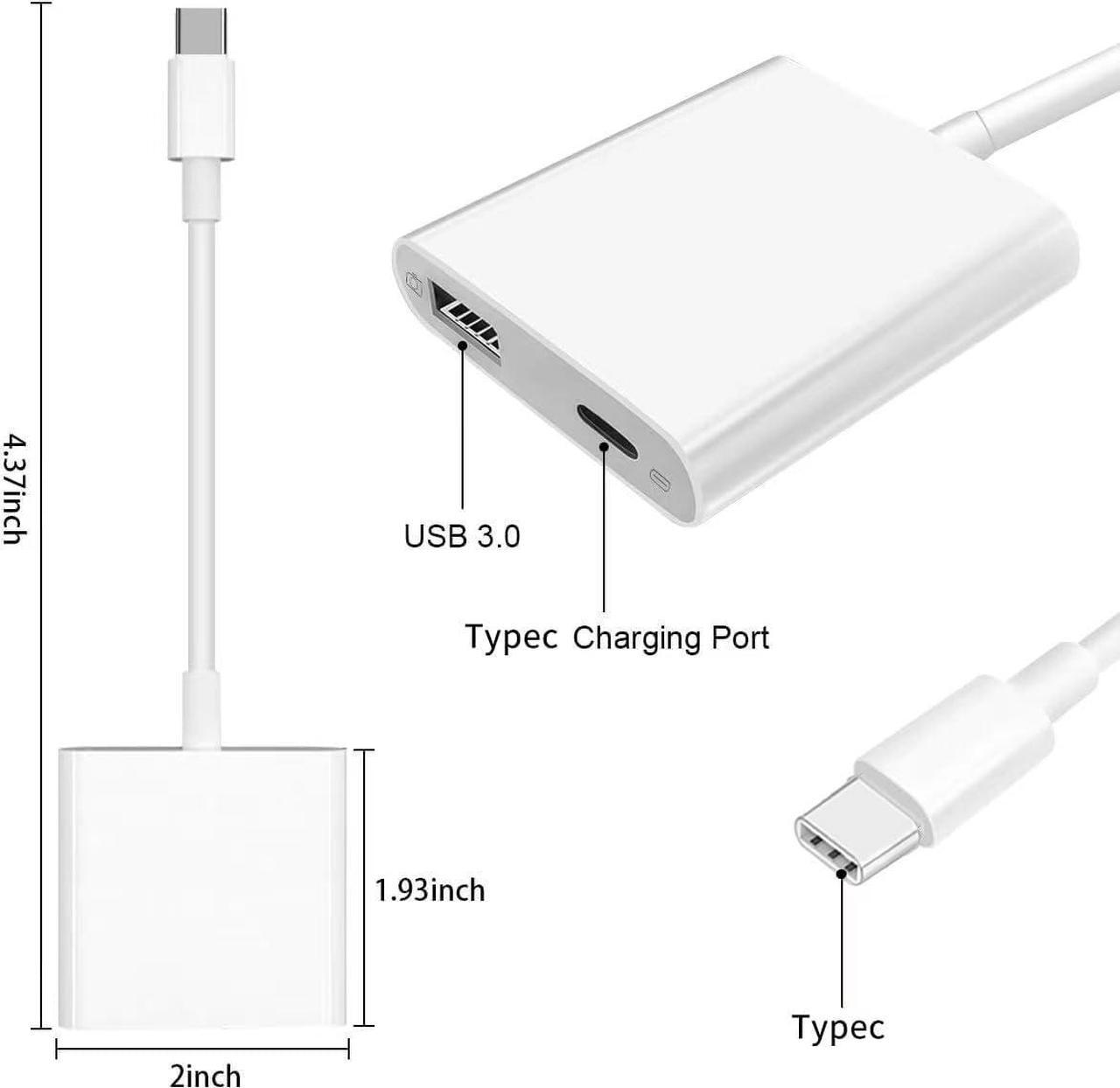 Alt view image 2 of 7 - USB C to USB Camera Adapter for iPhone 16 Portable USB C Male to Female USB OTG with Fast Charging Port for iPhone 16/16 Pro/16 Pro Max/15/15 Pro/15 Pro Max iPad Pro to USB Flash Drive/Keyboard/Mouse
