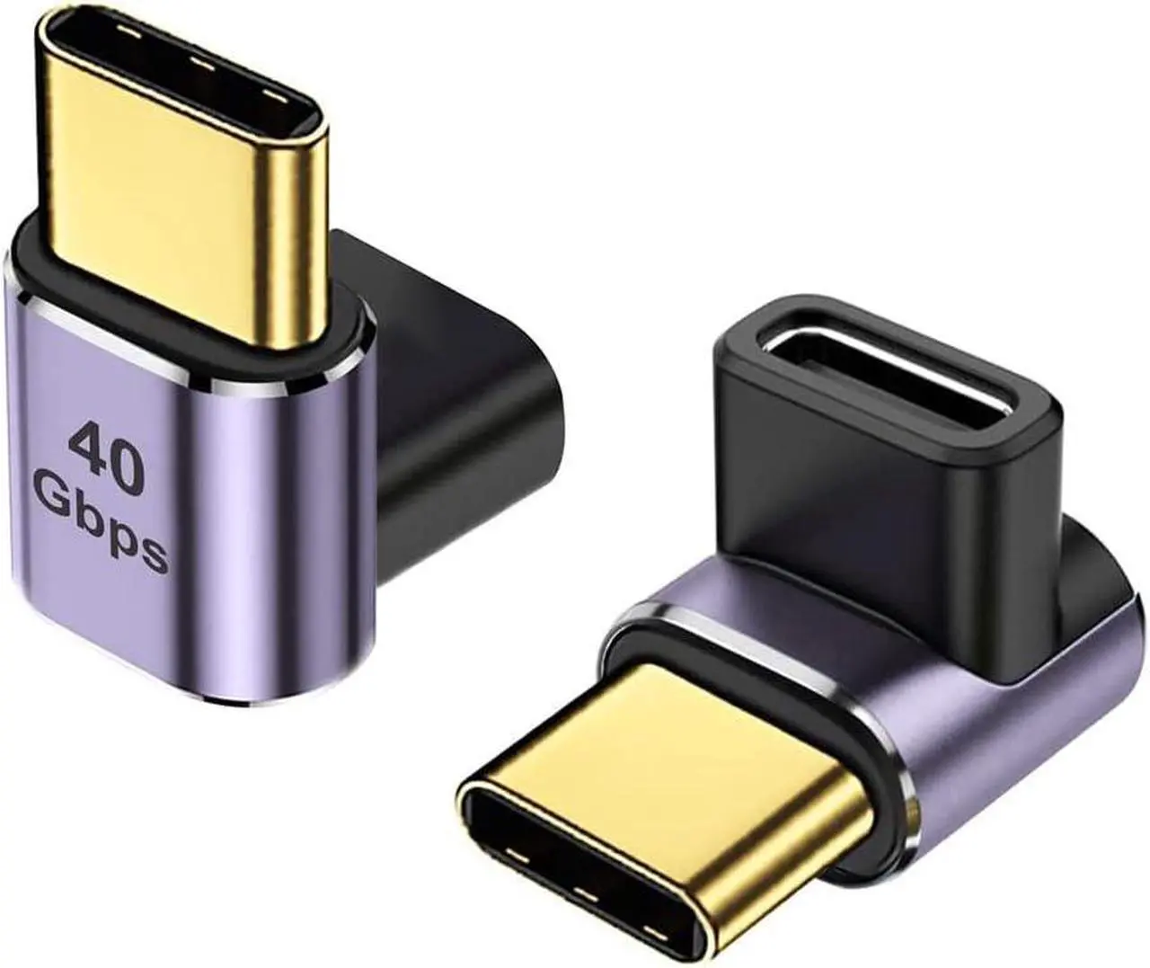 Main image of USB C Angle Adapter 40Gbps [2 Pack] 90 Degree USB C Type C Angled USB-C Male to Female Adapter 8k at 60hz USB 3.1 Right Angle Extension for Laptop Tablet VR Camera Smartphone (Up/Down) Compact