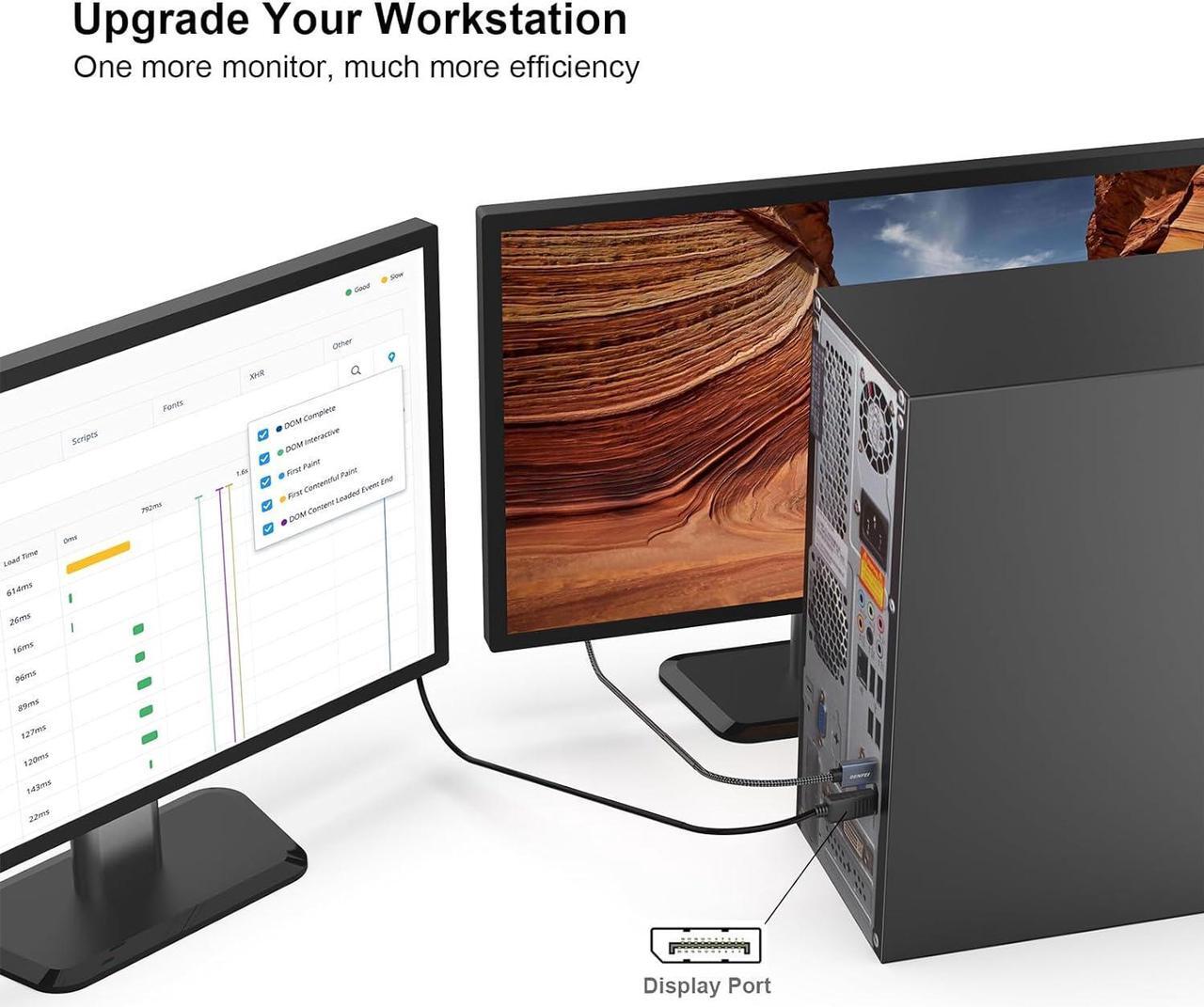 Alt view image 7 of 7 - 4K DisplayPort to HDMI 6 Feet Gold-Plated Cable Uni-Directional DP 1.2 Computer to HDMI 1.4 Screen DisplayPort to HDMI Adapter Male to Male Black