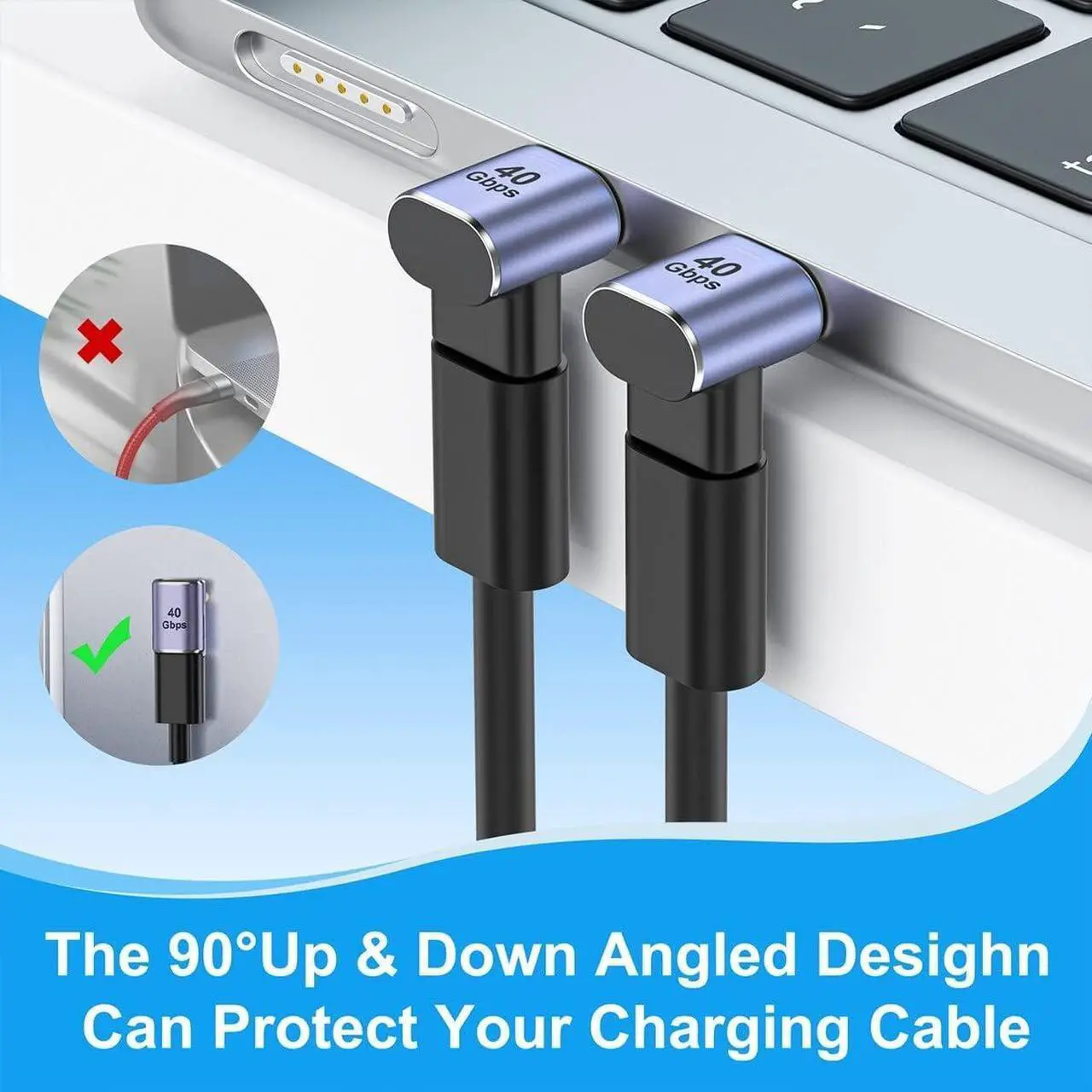 Alt view image 6 of 7 - USB C Angle Adapter 40Gbps [2 Pack] 90 Degree USB C Type C Angled USB-C Male to Female Adapter 8k at 60hz USB 3.1 Right Angle Extension for Laptop Tablet VR Camera Smartphone (Up/Down) Compact