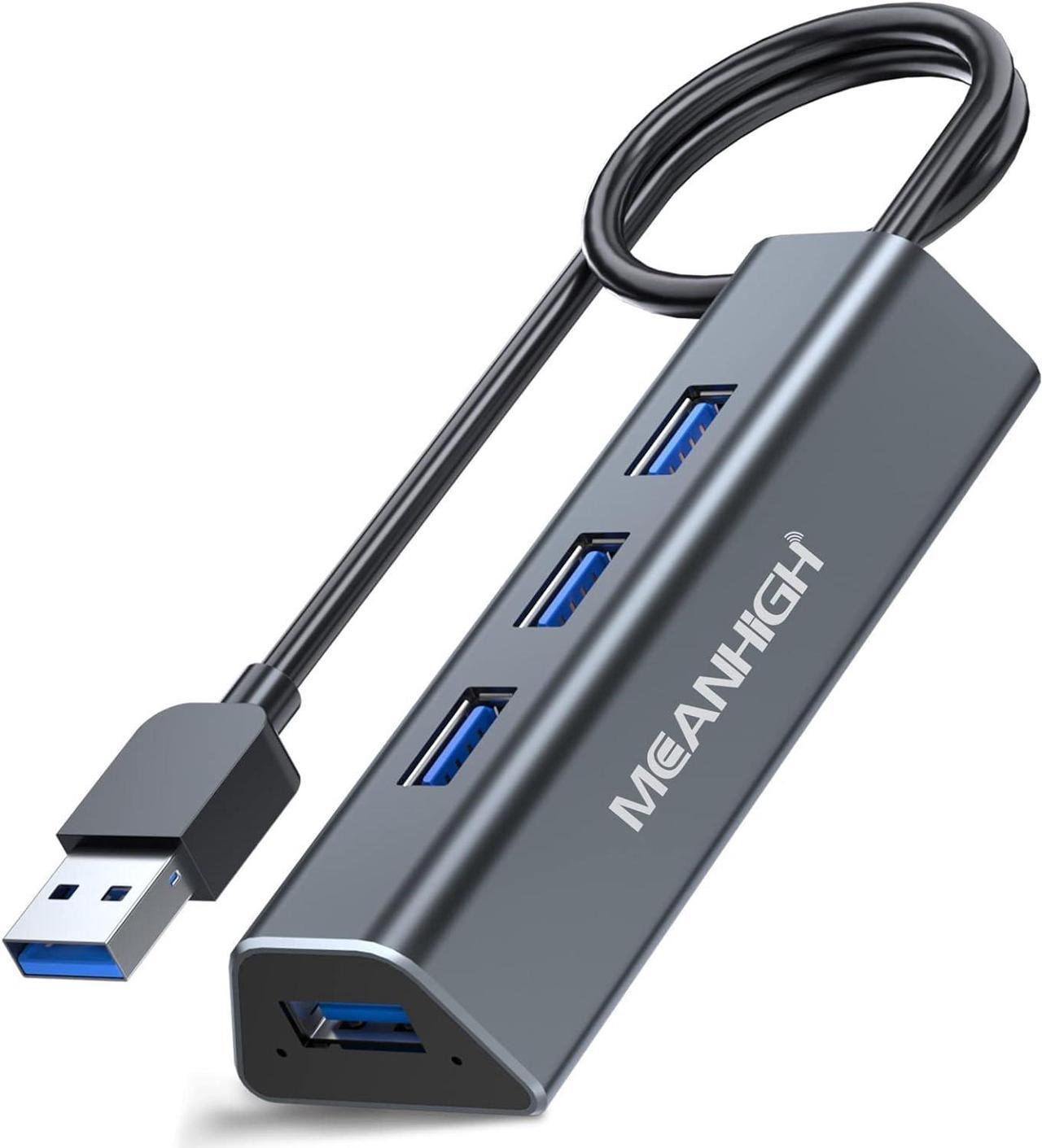 MEANHIGH USB 3.0 Hub 4-Port USB A Splitter Ultra-Slim USB Data Hub Portable USB Port Expander, Charging Supported, Mini Size for Laptop, MacBook, Chromebook Surface Pro, PC, Flash Drive, Mobile HDD