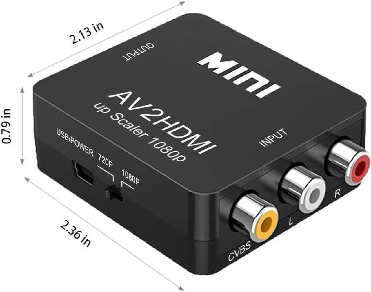 Alt view image 7 of 7 - RCA to HDMI AV to HDMI Converter 1080P Mini RCA Composite CVBS AV to HDMI Video Audio Converter Adapter with PAL/NTSC Support TV/PC/DVD/VCR/STB/VHS/PS Games