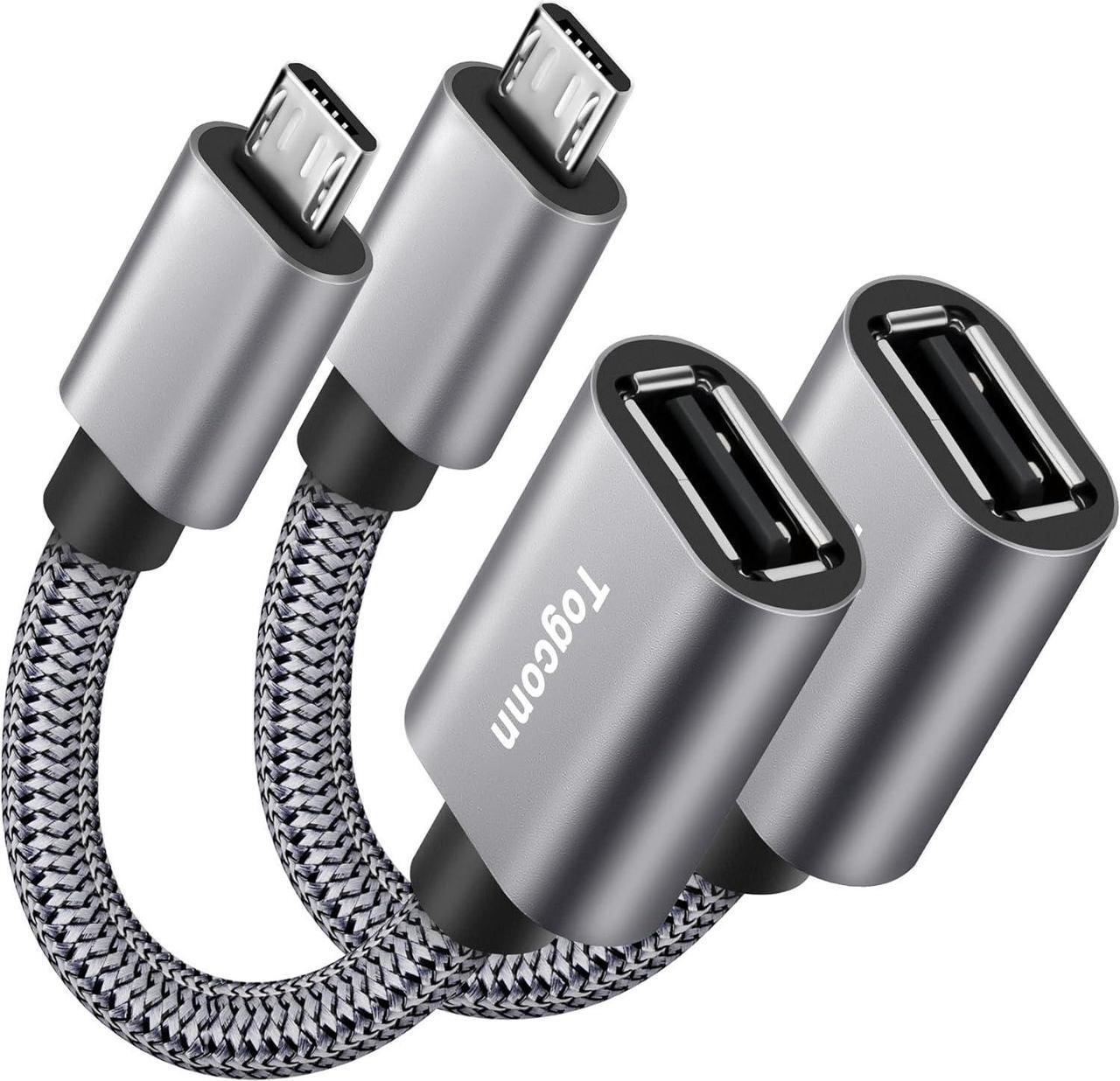 Main image of Micro USB to USB Adapter Micro USB 2.0 OTG Cable 2 Pack Nylon Braided Aluminum Shells USB Male to USB Female for S7 LG Flash Drive Mouse Keyboard Game Controller
