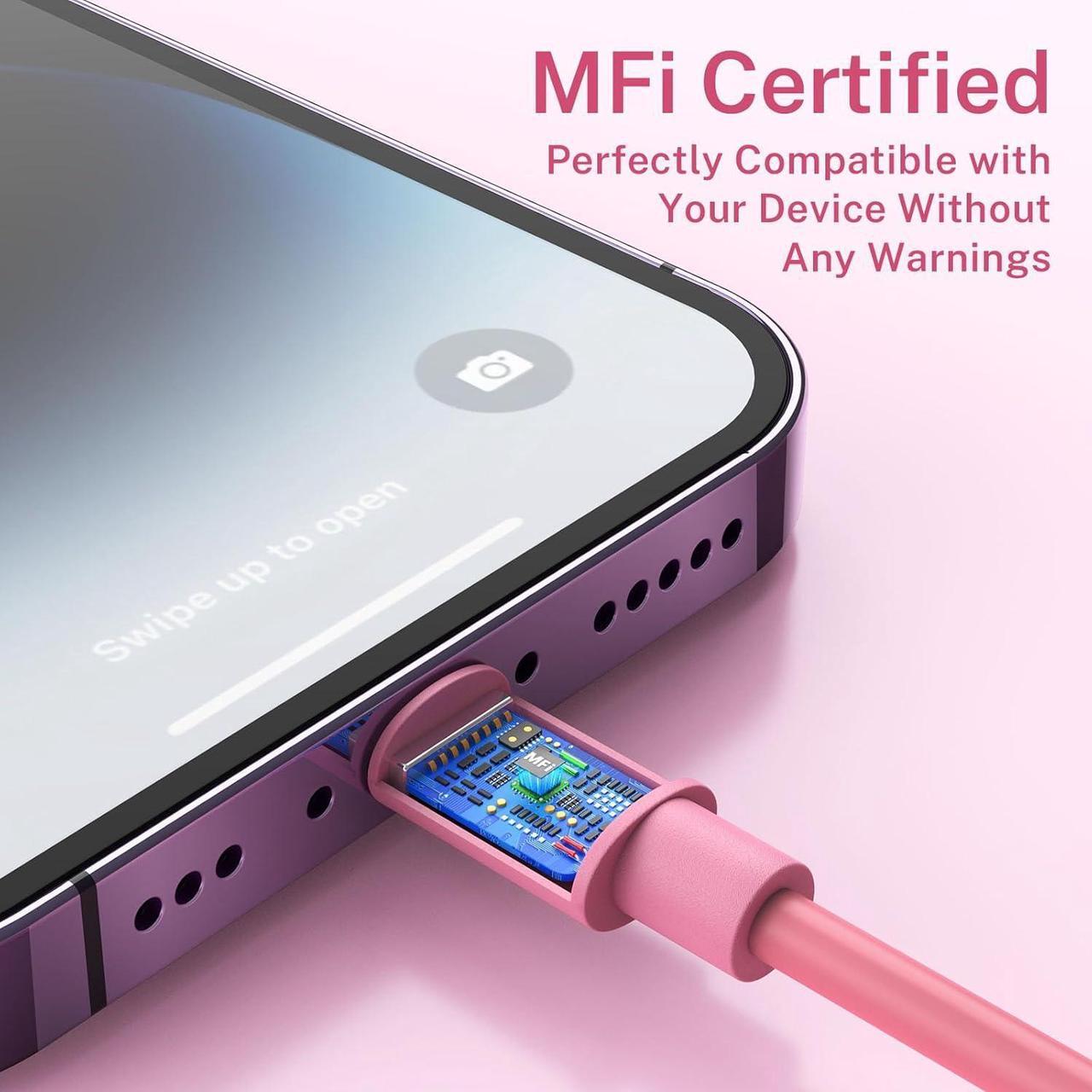 Alt view image 4 of 7 - iPhone Charger [ MFi Certified] 6Pack 3/3/6/6/6/10 FT Lightning Cable iPhone USB Fast Charging Cord Compatible with iPhone 14/13/12/11/Pro Max/SE/XR/XS/X/8/7 Plus AirPods
