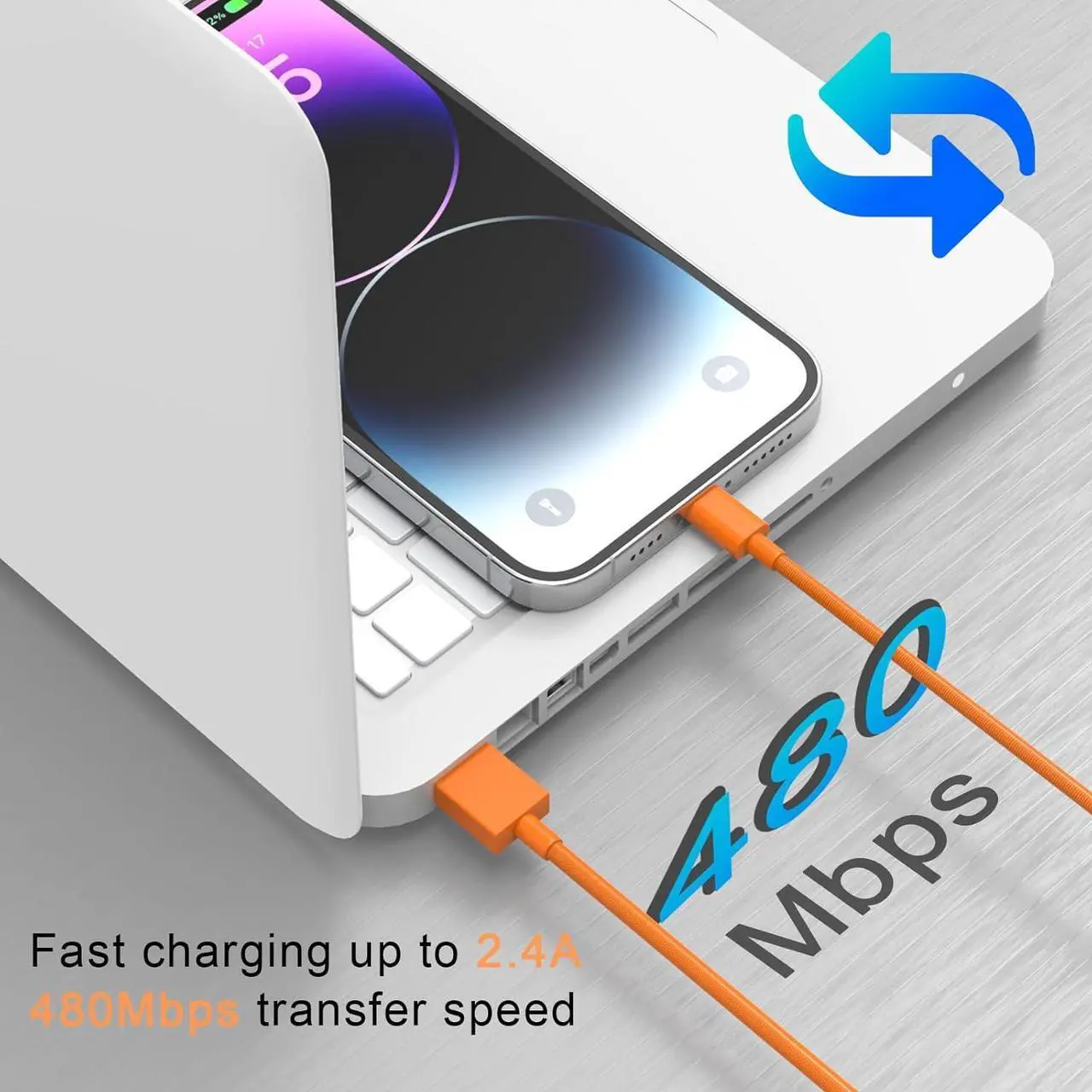 Alt view image 4 of 7 - Lightning Cable 6-Pack [ MFi Certified] iPhone Charger Set - 3/6/10 FT Braided Nylon Fast Charging Cords for iPhone 14/13/12/11/X/8/7/Plus/Pro/Max iPad iPod (Black/Gray/Orange)