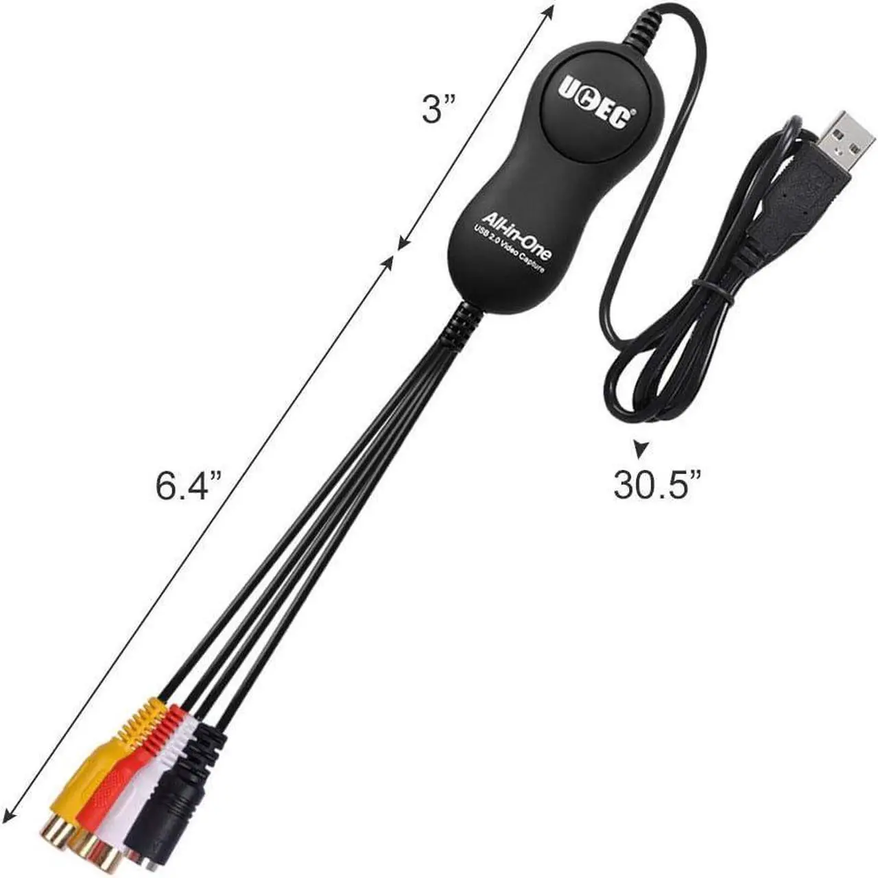 Alt view image 7 of 7 - UCEC USB 2.0 Video Capture Card Device, VHS VCR TV to DVD Converter for Mac OS X PC Windows 7 8 10 11