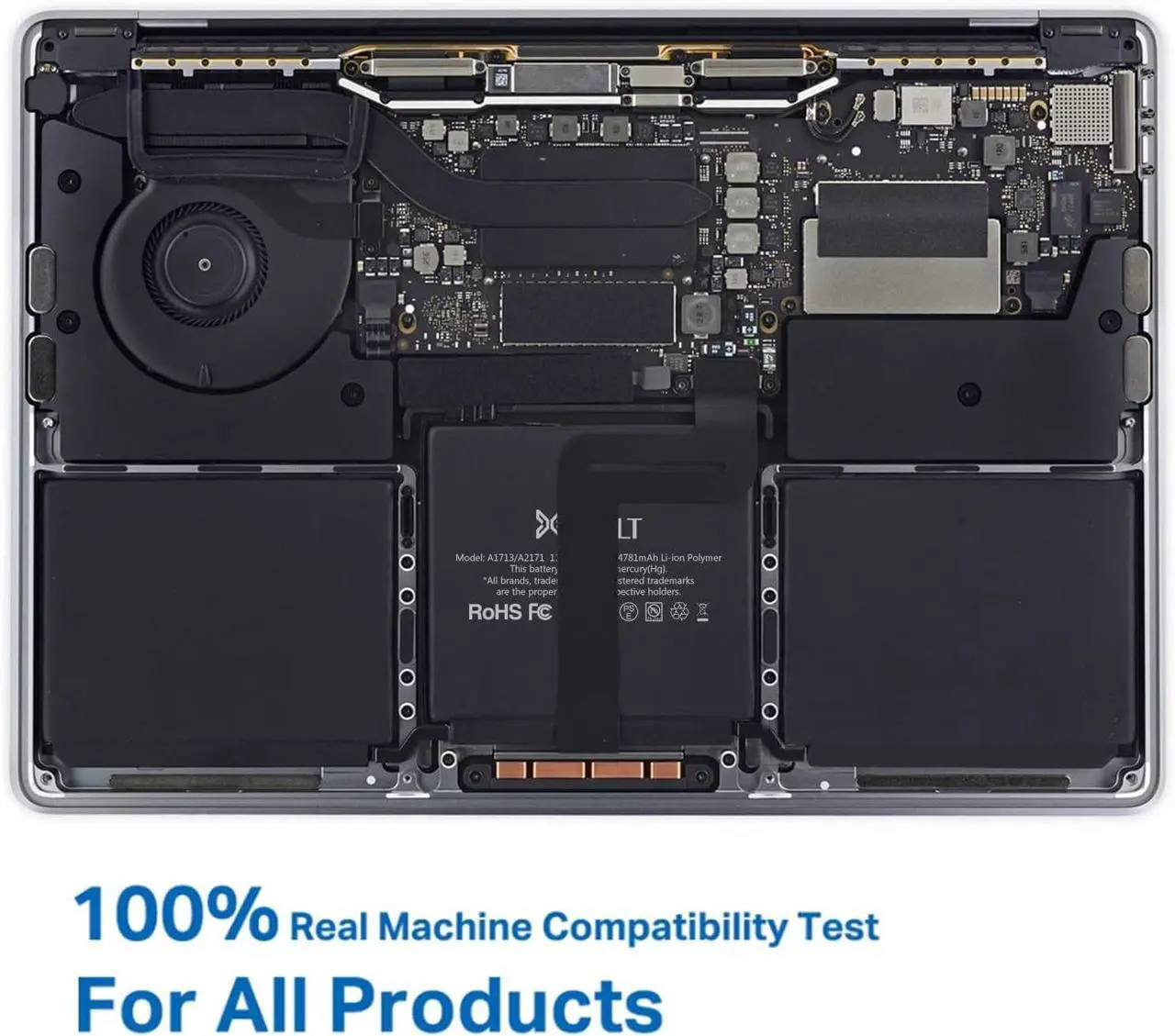 Alt view image 4 of 7 - A1708 Battery Replacement for MacBook Pro 13 inch Model A1708 (2016,2017) A2159 (2019) A2289(2020) A2338(2020,2022) Battery A1713 A2171 58.19Wh (B-5100 mAh)