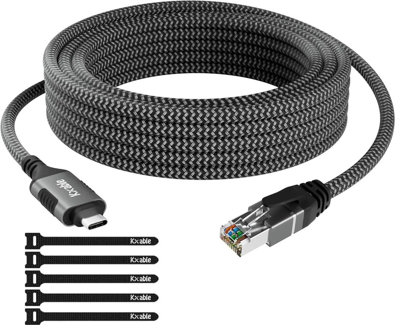 Main image of USB C to Ethernet Cable 10FT, Type C to RJ45 Cord, Directly Connected, Gigabit LAN Network, Thunderbolt 3/4 Compatible, for MacBook Pro/Air, iPad Pro, iPhone 15 Series, Galaxy, Smartphone, Laptop, PC