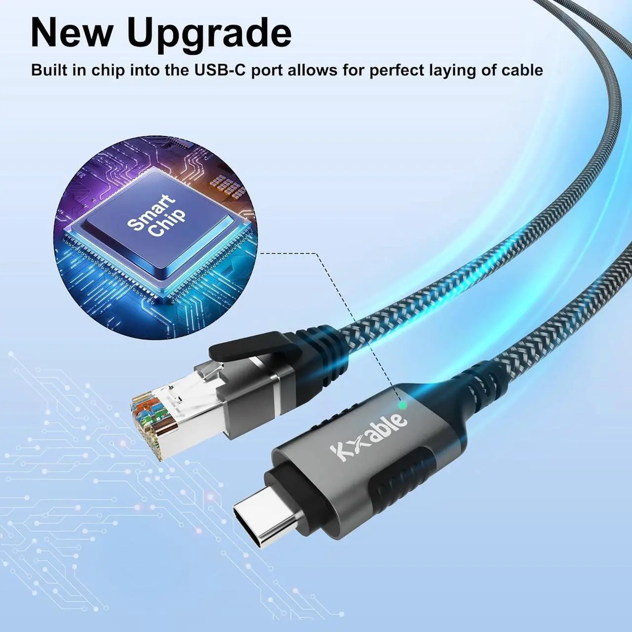 Alt view image 5 of 6 - USB C to Ethernet Cable 10FT, Type C to RJ45 Cord, Directly Connected, Gigabit LAN Network, Thunderbolt 3/4 Compatible, for MacBook Pro/Air, iPad Pro, iPhone 15 Series, Galaxy, Smartphone, Laptop, PC