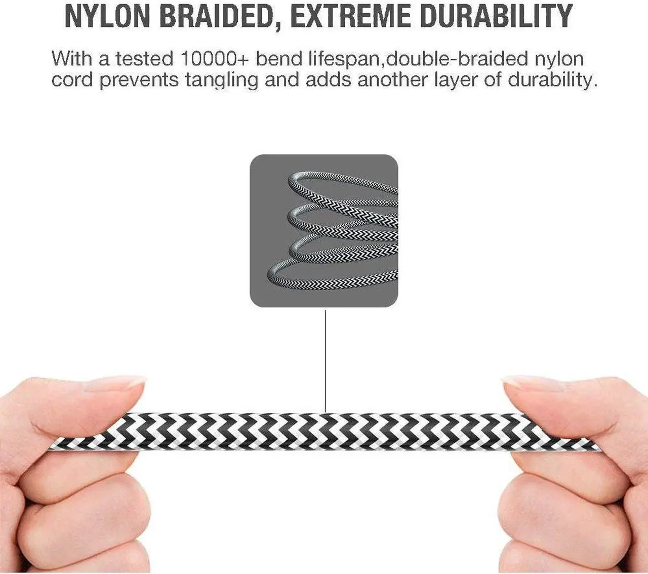 Alt view image 3 of 5 - 3.5mm Stereo Audio Cable Extension Male to Male Nylon Braided 10ft/3m Tangle-Free AUX Cable for Headphones iPods iPhones iPads Home/Car Stereos and More (Black)