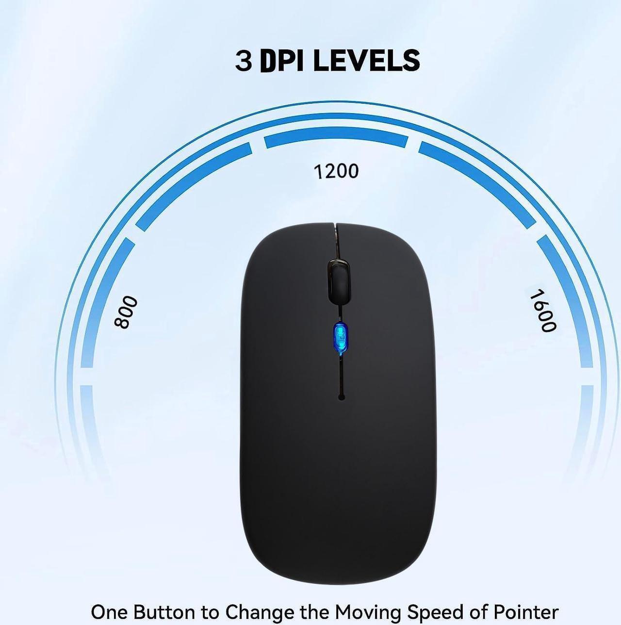 Alt view image 7 of 7 - Wireless Bluetooth Mouse,LED Rechargeable Silent Slim Laptop Mouse,Portable(BT5.2/3.0 and USB Receiver) Dual Mode Computer Mouse for Laptop,ipad Tablet,Apple Desktop,Mac.(Black)